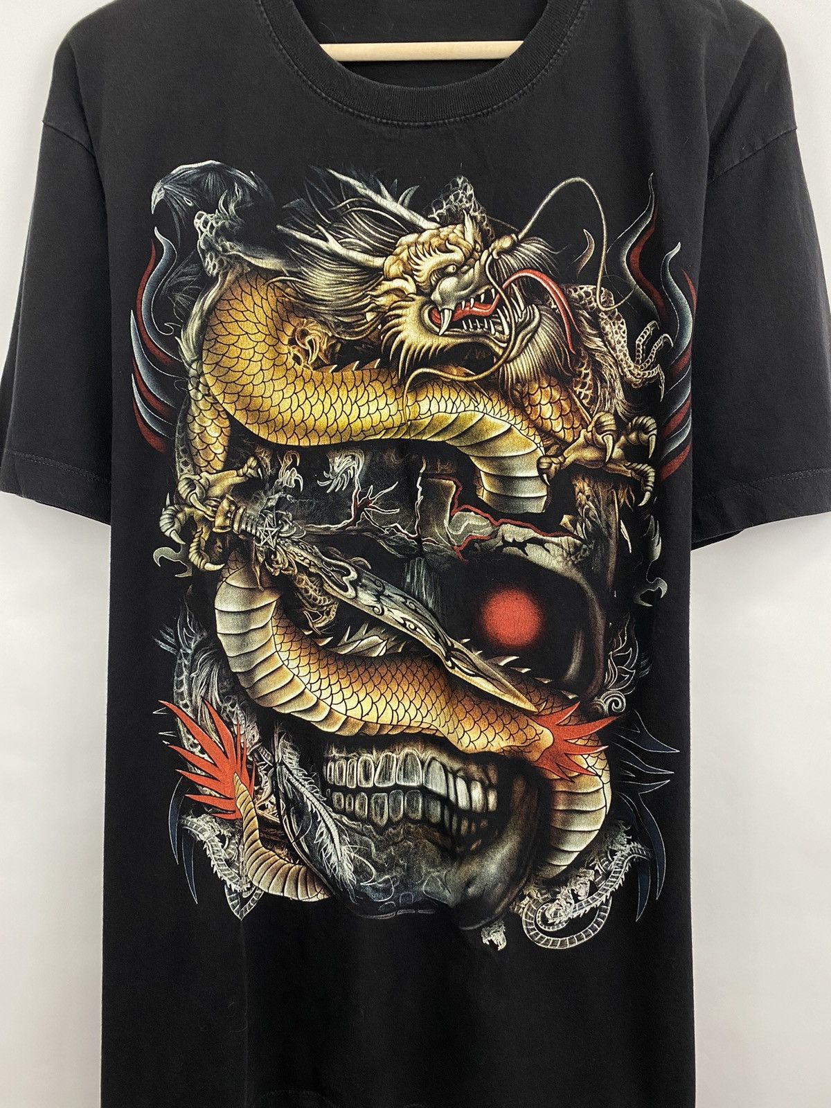 4GSELLER 💀 Vintage Y2K Skull Death Dragon Japan Style T-Shirt Rare Size US XL / EU 56 / 4 - 6 Thumbnail