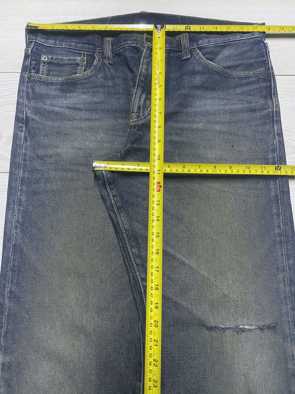 GU × Undercover Vintage gu Denim Distressed Straigh Loose Jeans Size US 35 - 14 Thumbnail