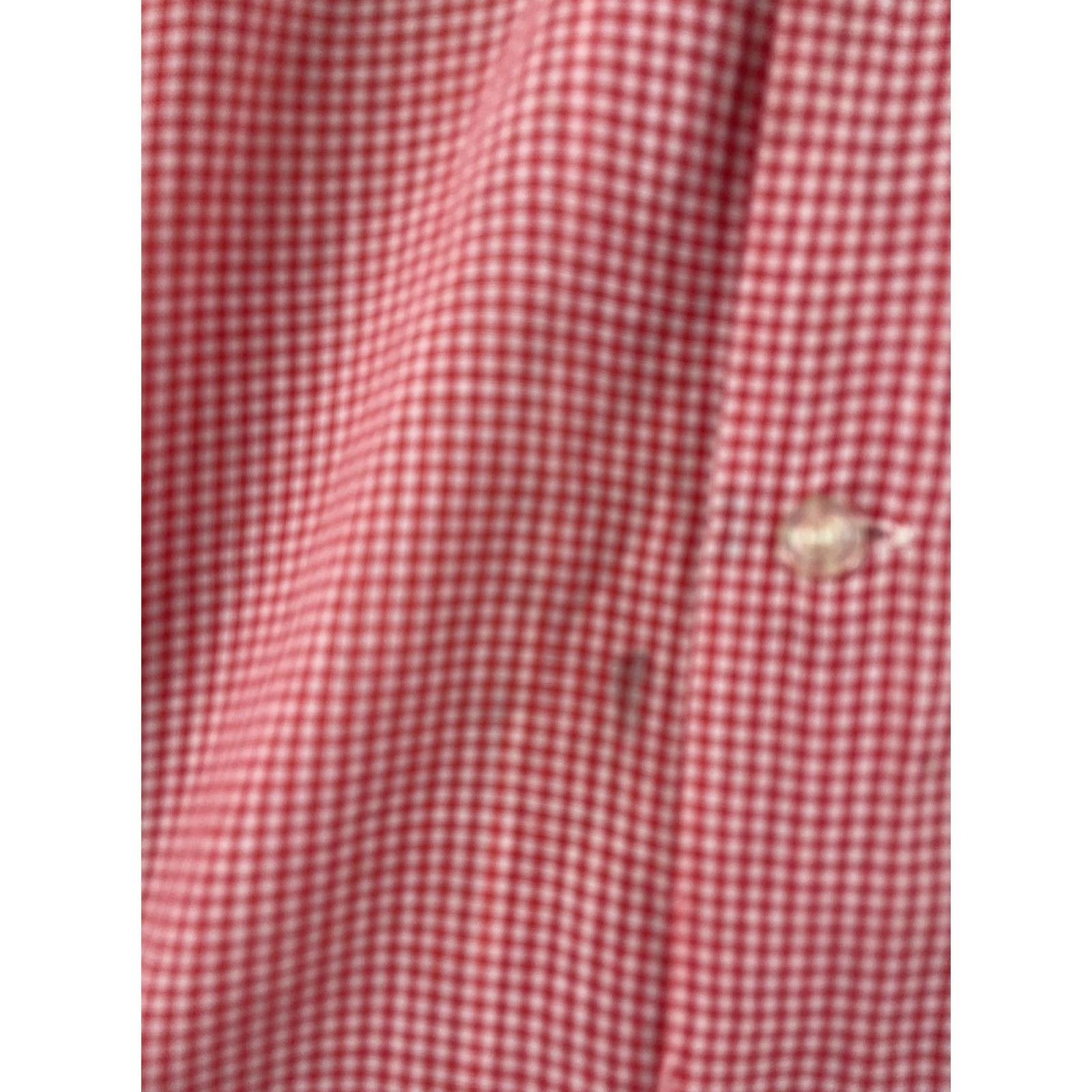 Vintage VINTAGE Pilgrim Dress Shirt Mens FITS L Red Gingham Short Sleeve Button Down Size 40R - 3 Thumbnail