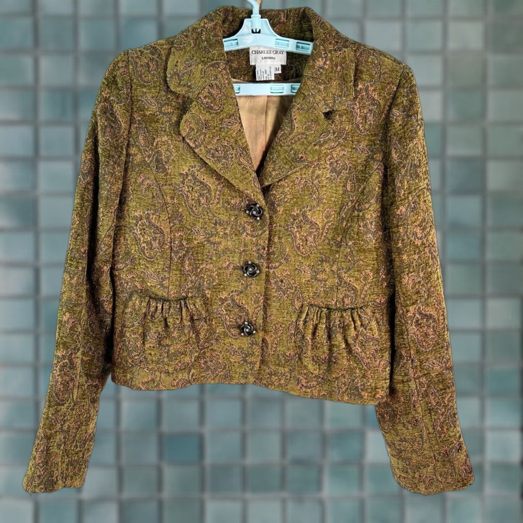 Vintage VINTAGE Charles Gray Green London 3 Button Blazer M Womens Suit Jacket Geometric Pattern/Green Blazer M Mens? Size M / US 6-8 / IT 42-44 - 1 Thumbnail