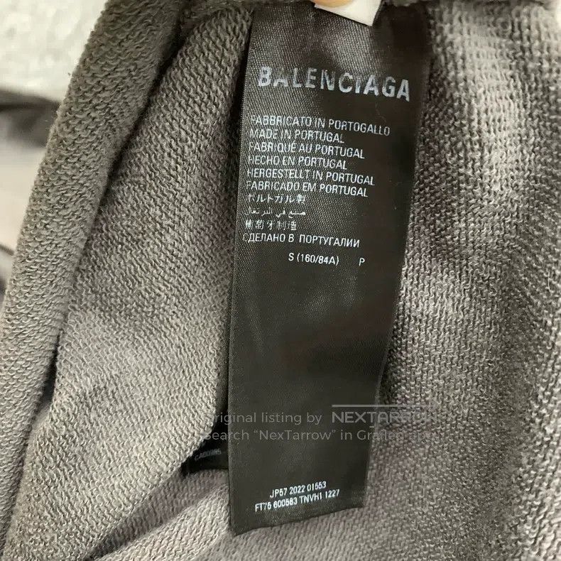 Balenciaga Balenciaga Gray Front and Back Embroidered Hoodie Sweatshi Size US S / EU 44-46 / 1 - 6 Thumbnail