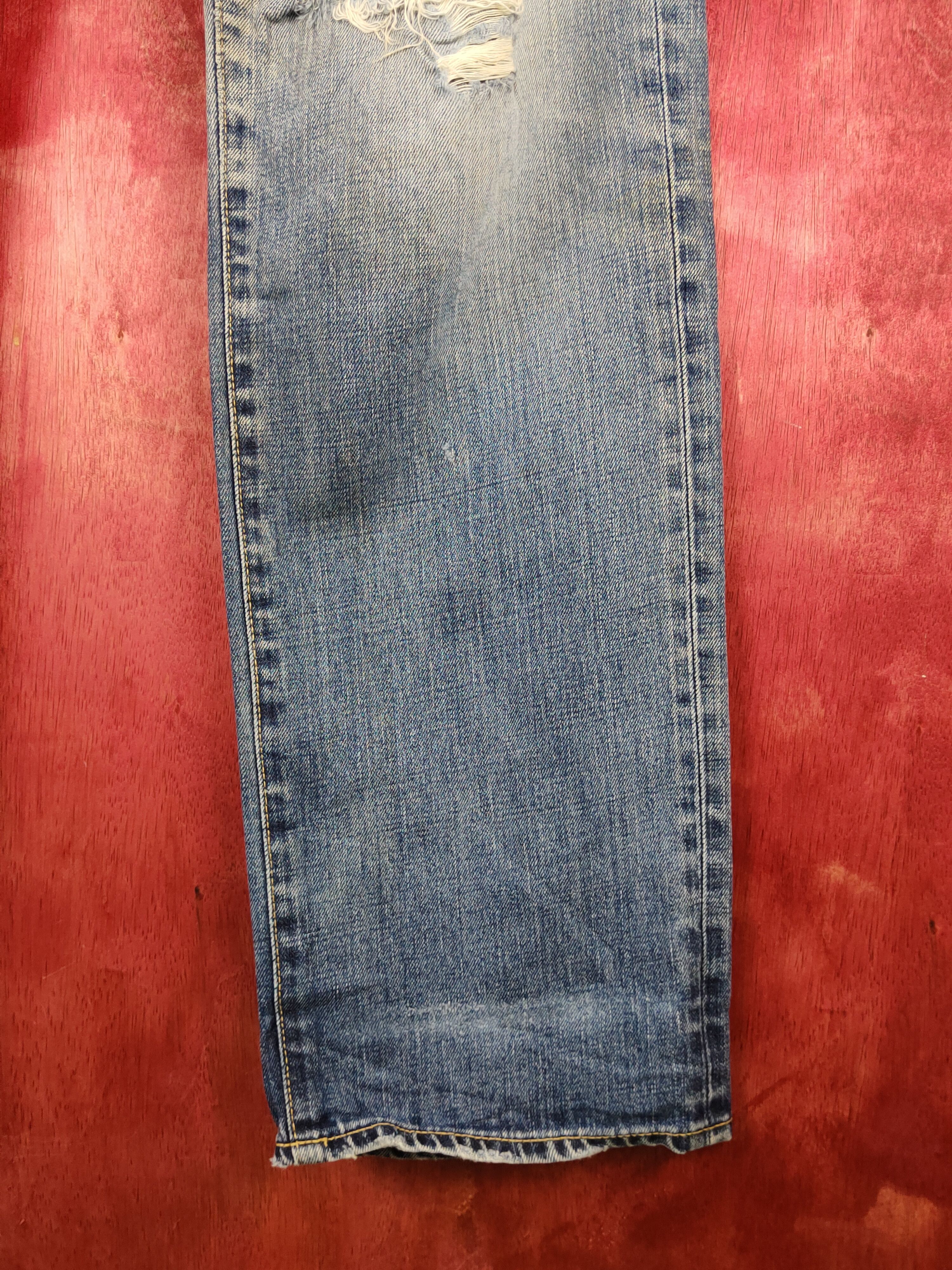 Japanese Brand DL Uniqlo Blue Distressed Ripped Jeans #S2197 Size US 38 / EU 54 - 7 Thumbnail