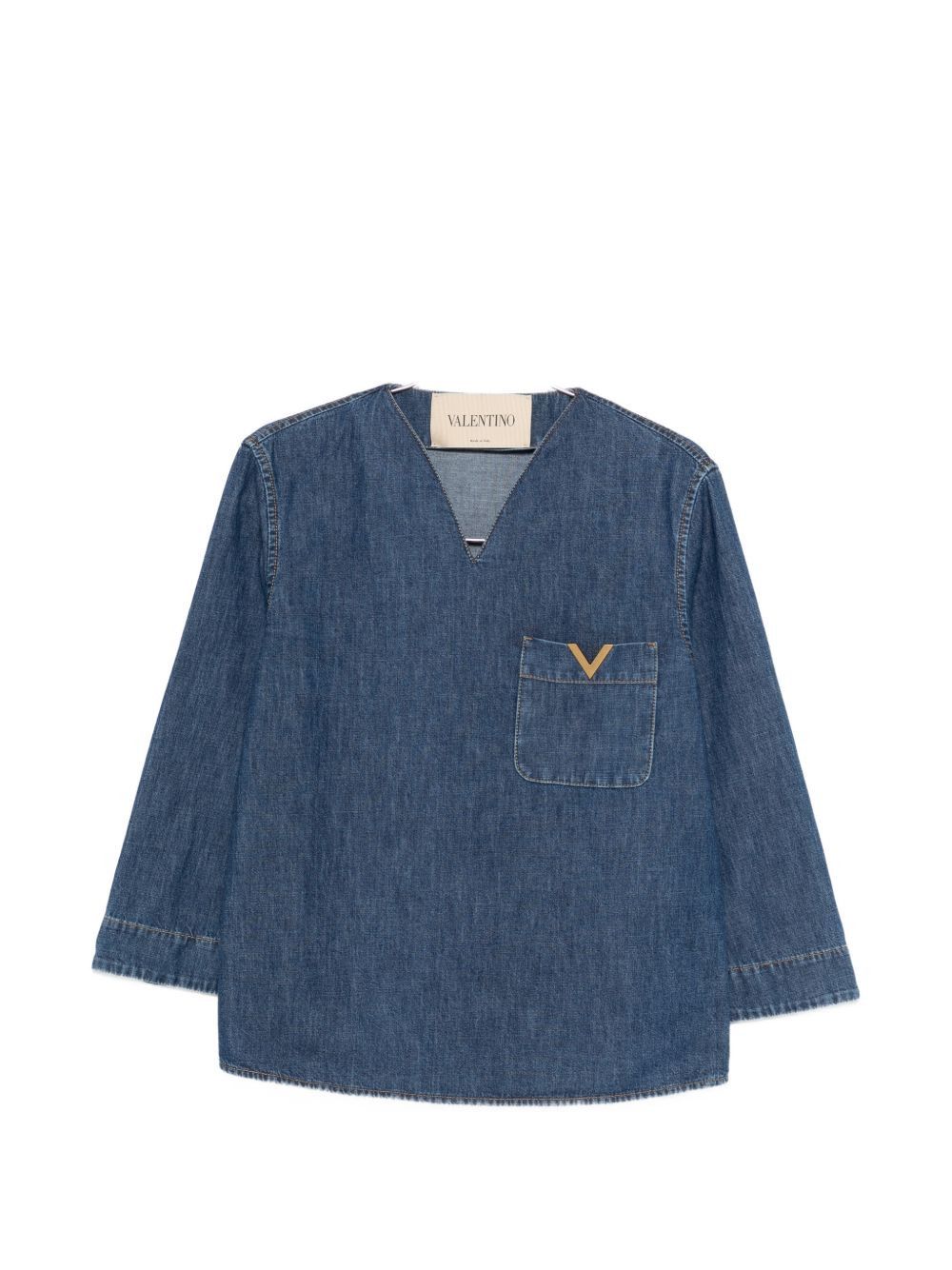 Valentino VLOGO SIGNATURE DENIM BLOUSE Size M / US 6-8 / IT 42-44 - 1 Thumbnail