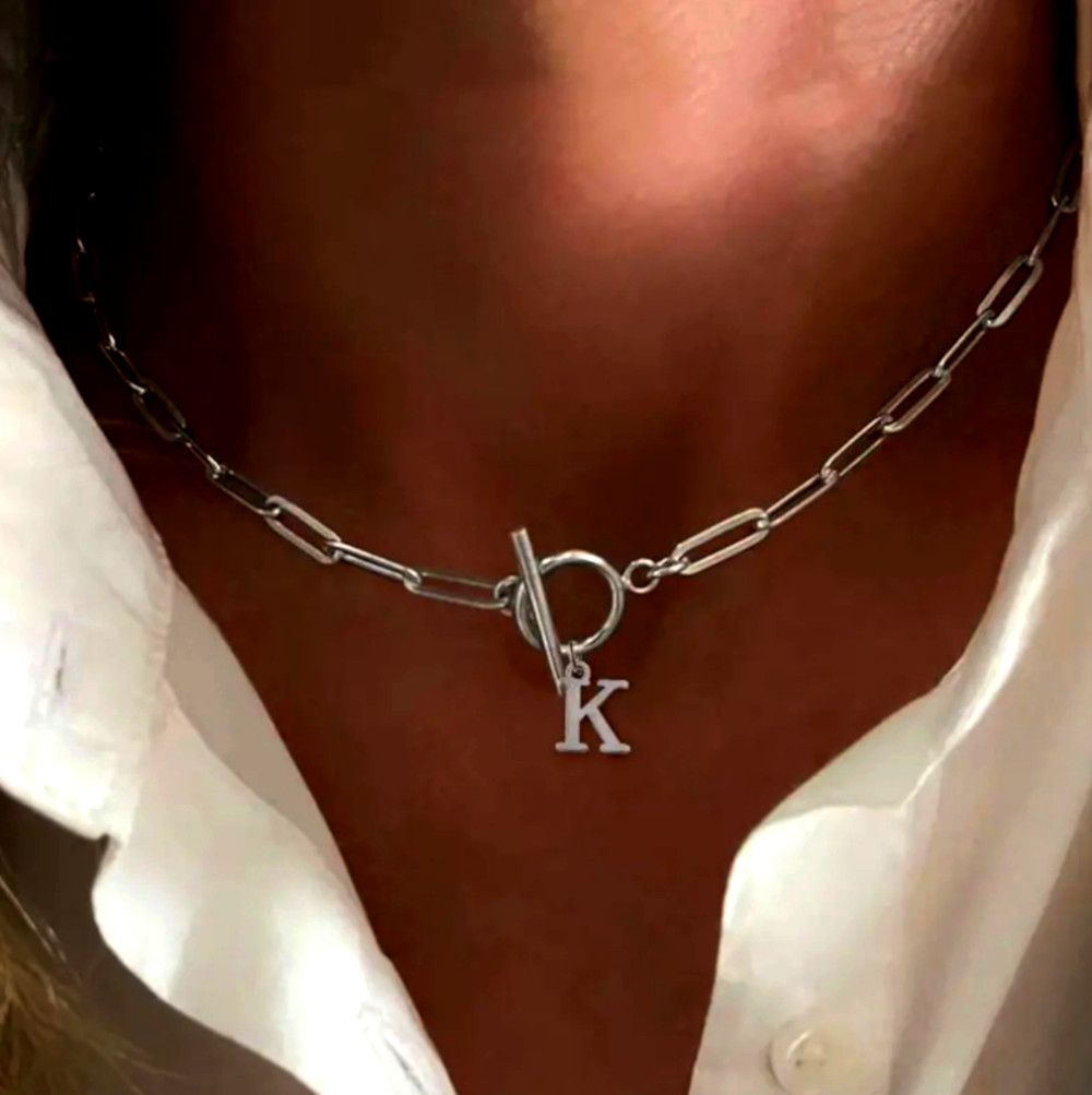 Vintage Vintage Paperclip Dainty Initial Charm Necklace Streetwear Size ONE SIZE - 1 Thumbnail