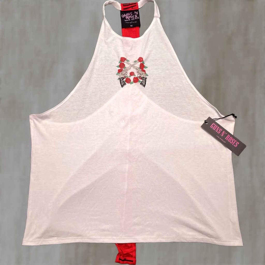 Vintage Guns N' Roses Womens M White Halter Bodysuit Graphic Rock Maxfield Los Angeles Connection Top Size M / US 6-8 / IT 42-44 - 1 Thumbnail