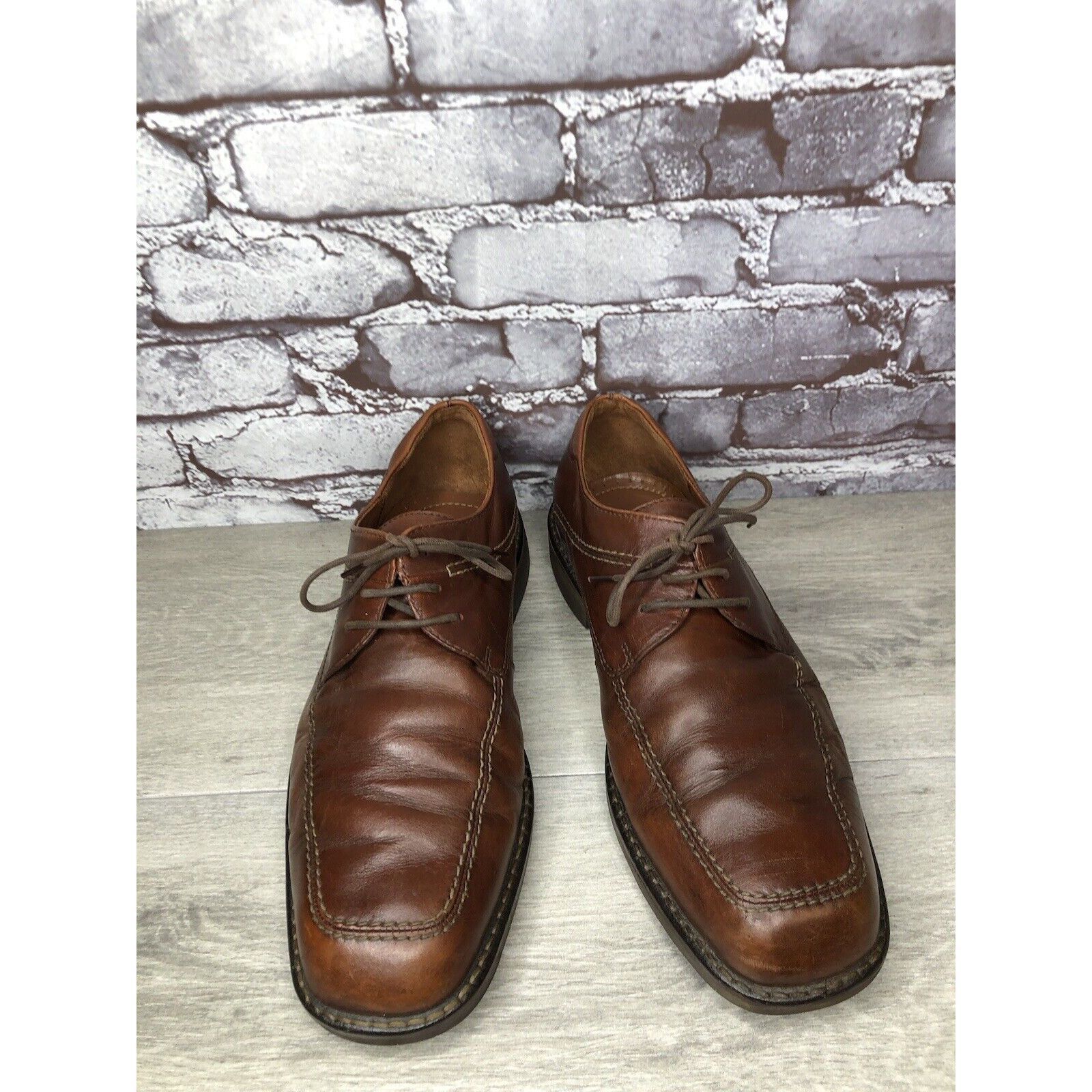 Ecco Ecco Vibram Gumlite Brown Leather Square Toe Oxfords Dress S Size US 12 / EU 45 - 16 Thumbnail