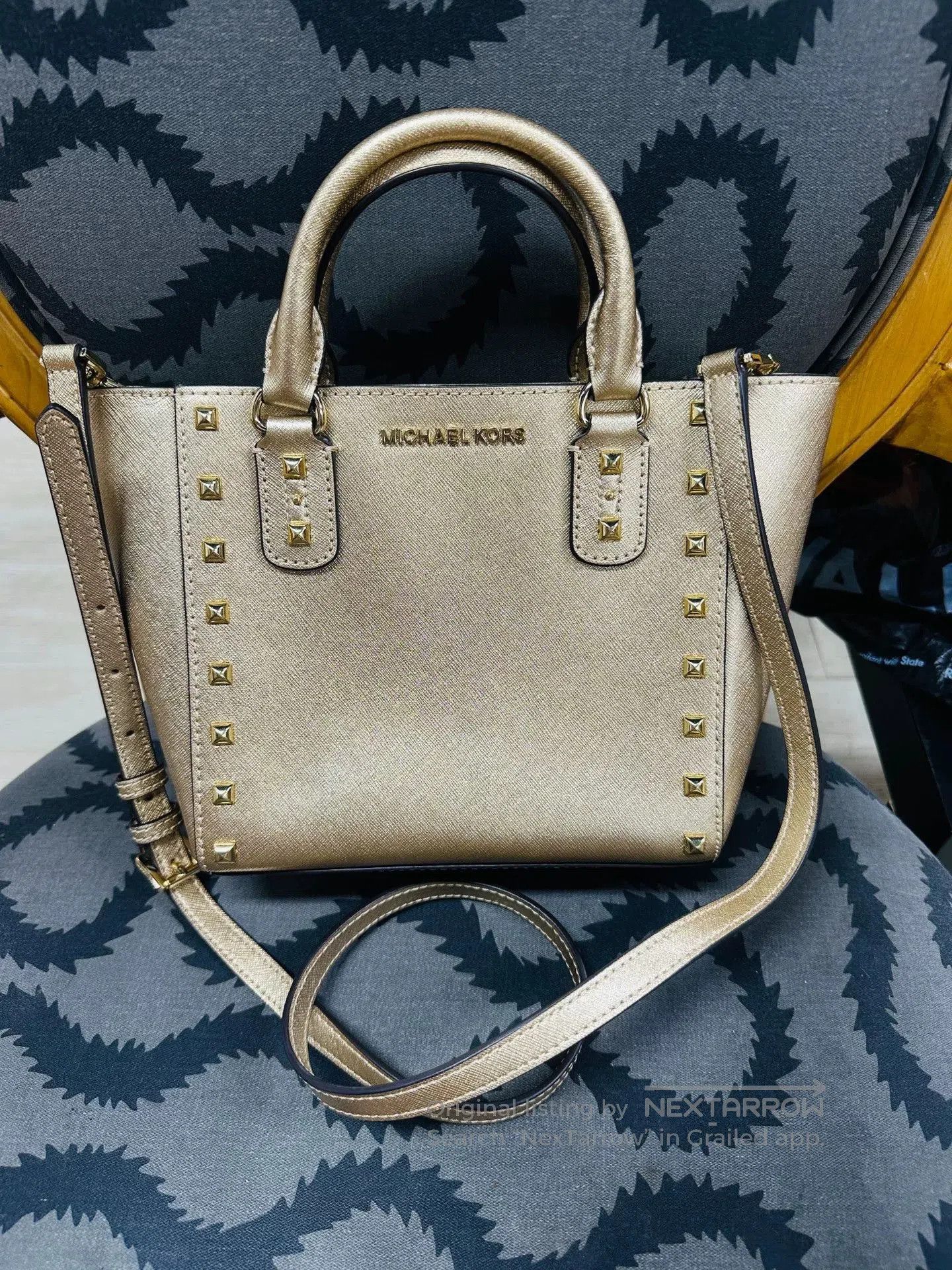 Michael Kors Gold Studded Michael Kors Handbag. Size ONE SIZE - 1 Thumbnail