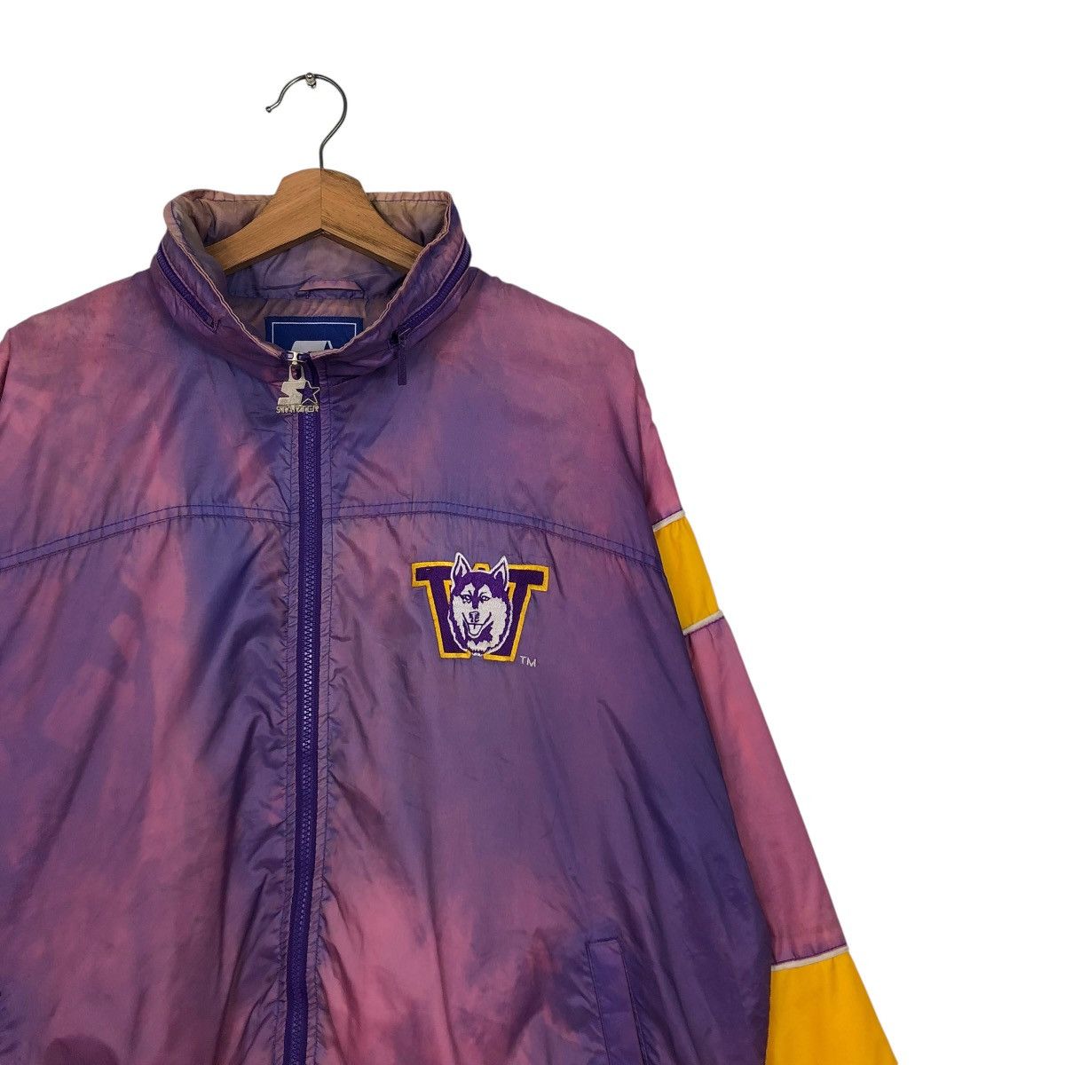 Starter 🔥VINTAGE BOMBER JACKET STARTER WASHINGTON HUSKIES SUN FADED Size US L / EU 52-54 / 3 - 8 Thumbnail
