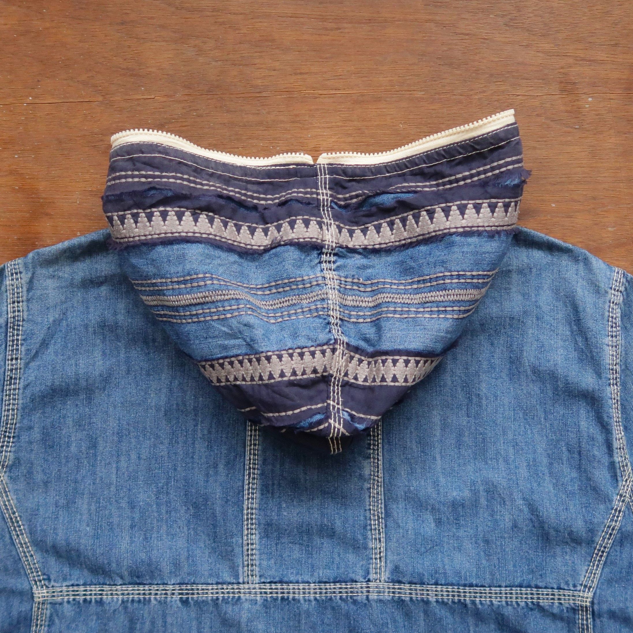 Kapital 90s Kapital GSC Distressed Native Denim Full Zip Hoodie Size US XL / EU 56 / 4 - 16 Thumbnail