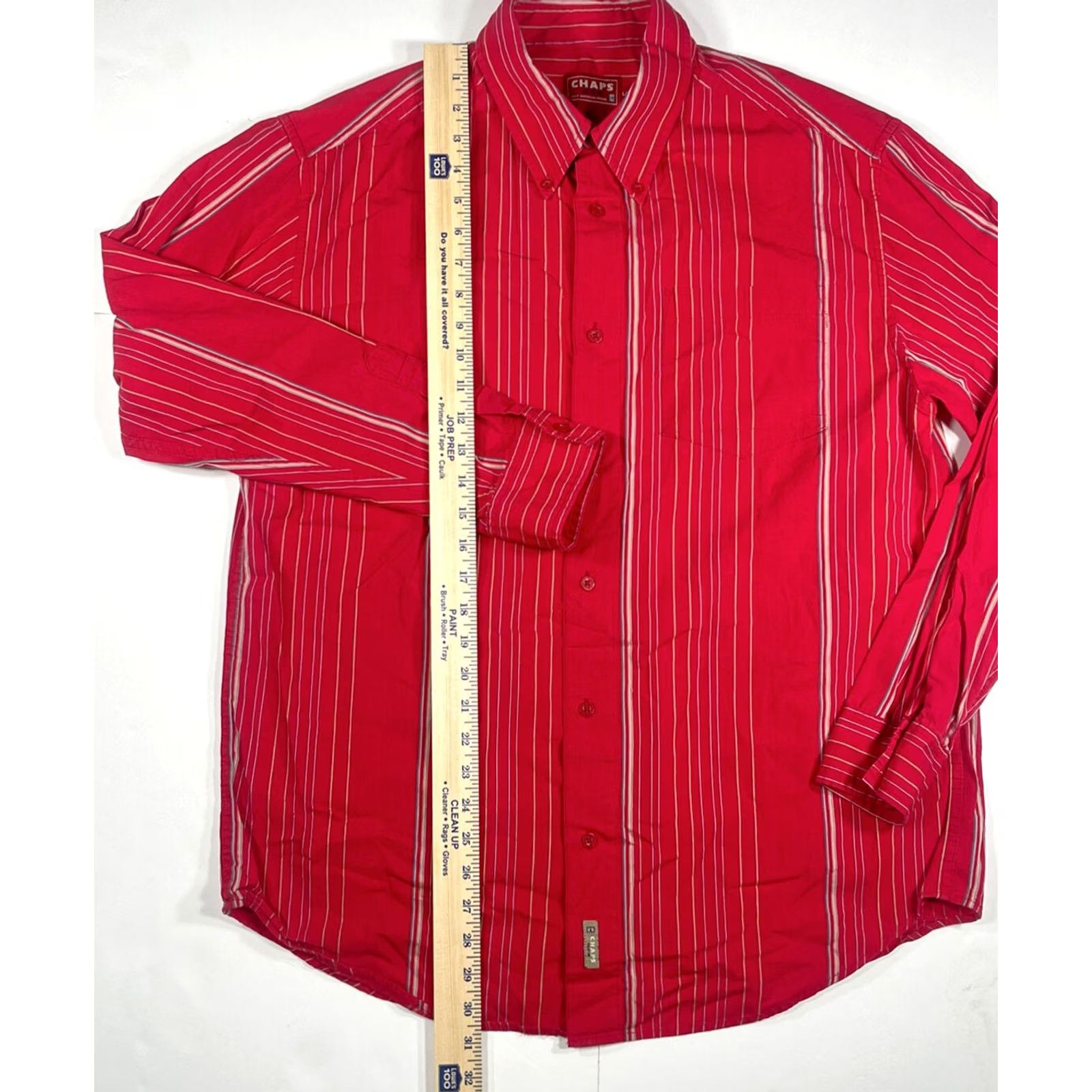 Chaps Chaps Mens Red Cotton Striped Shirt Button Front Long Sleeve Casual Size L Size US L / EU 52-54 / 3 - 3 Thumbnail