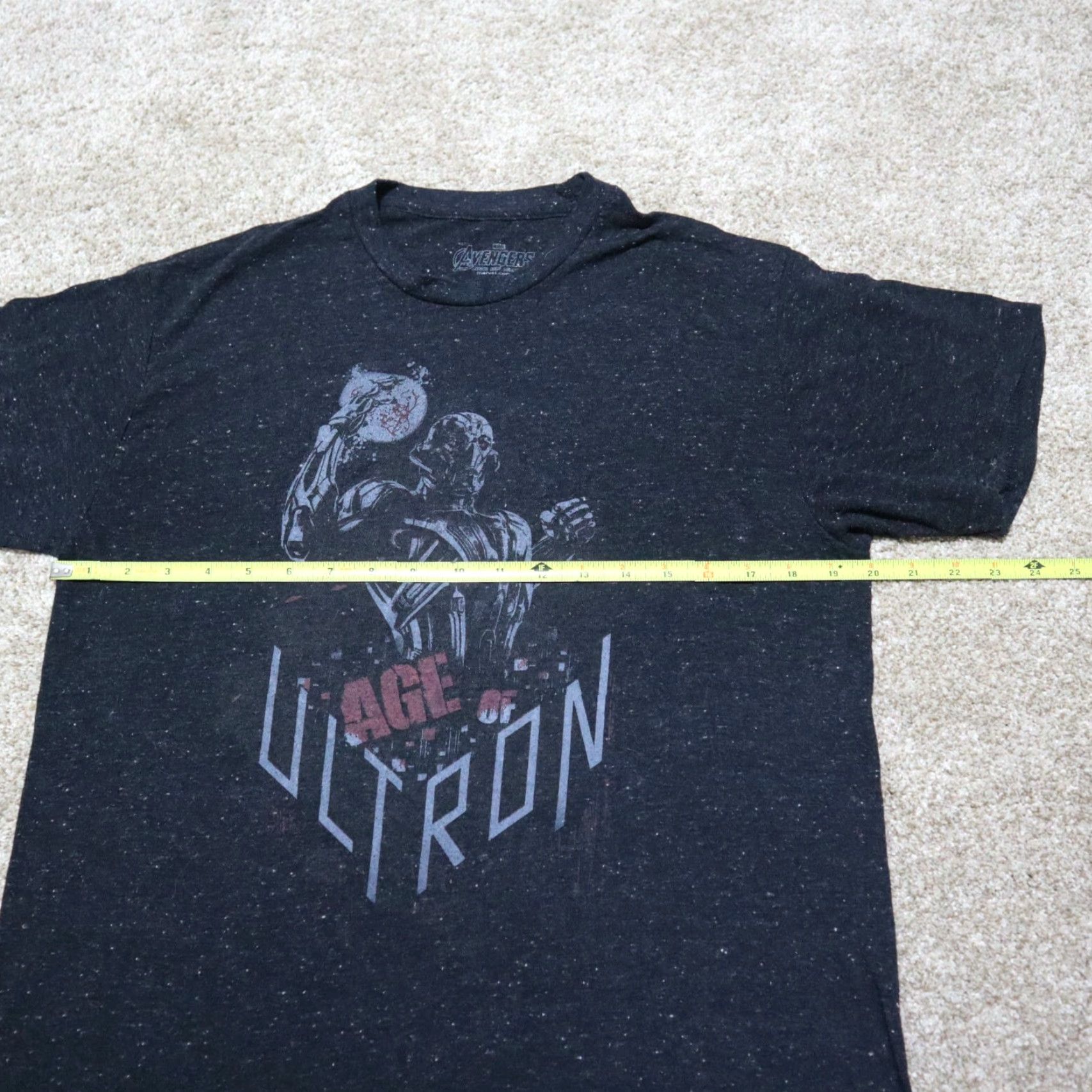 Vintage MARVEL T-Shirt Men M Black Flecked Age of Ultron Avengers Graphic Crew Neck Short Sleeve Size US M / EU 48-50 / 2 - 3 Thumbnail