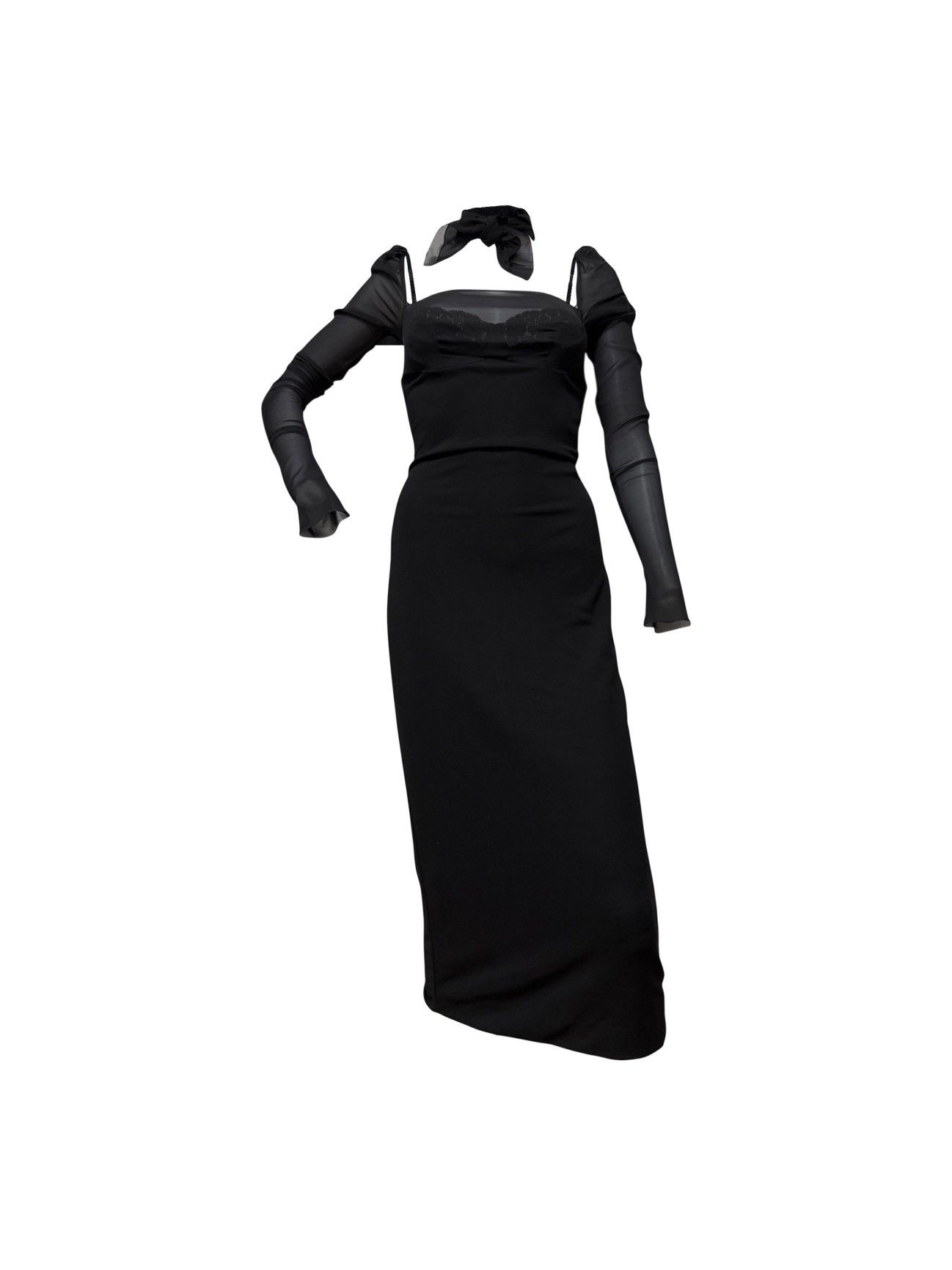 Dolce & Gabbana DOLCE&GABBANA F/W 2001 Sheer Dress with Built-in Bra & Scarf Size XS / US 0-2 / IT 36-38 - 1 Thumbnail