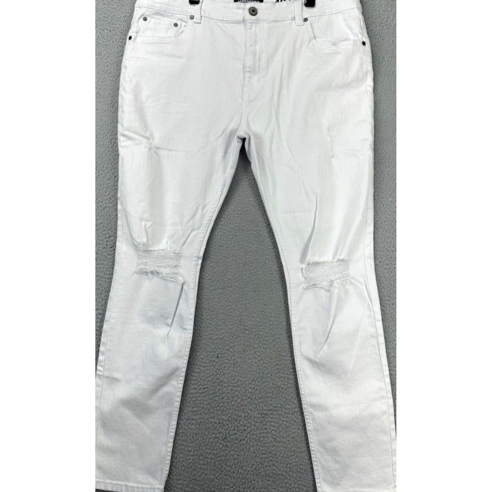 Denime Serenede Jeans Mens 42 White Straight Leg Denim 5 Pocket Stretch Outdoor Casual Outdoor Size US 41 - 2 Thumbnail