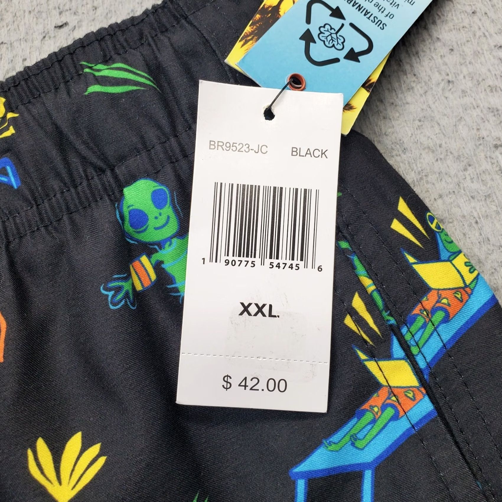 Burnside Burnside Mens Swim Trunk Shorts XXL Multicolor Alien Print Stretch Drawstring Trunks Size US 39 - 7 Thumbnail