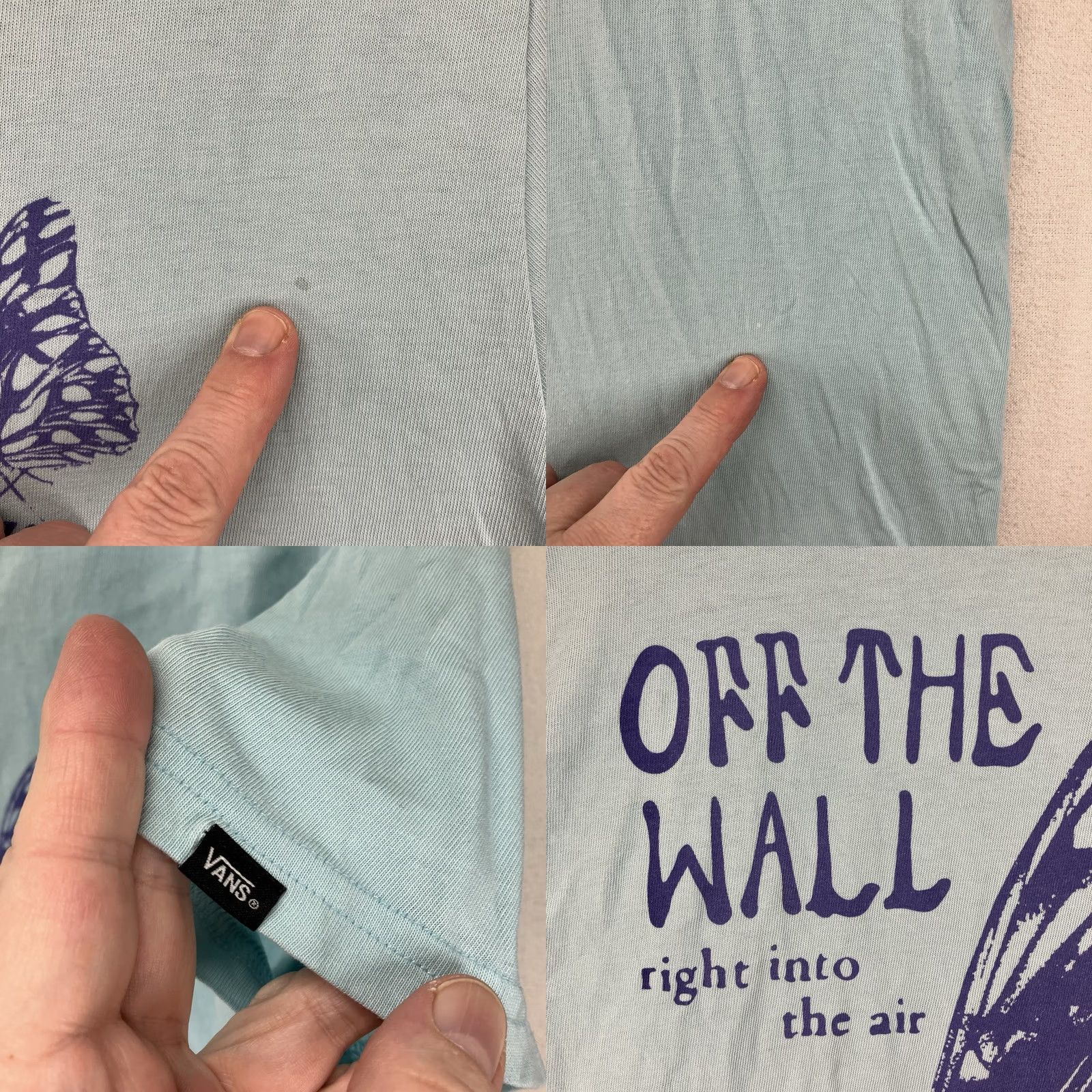 Vans Vans Off The Wall T Shirt Mens Slim Blue Butterfly Graphic Print Crew Neck Short Sleeve 2020-2029 Cotton Jersey Lightweight Breathable Size US M / EU 48-50 / 2 - 8 Thumbnail