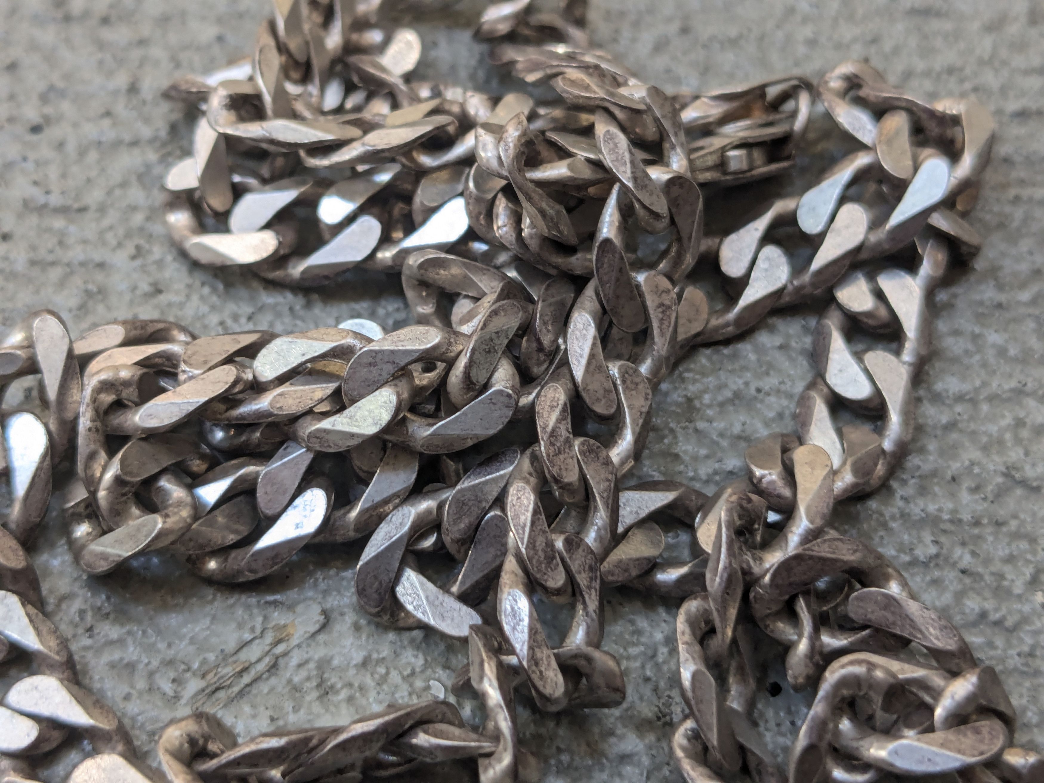 Jewelry Vintage Sterling Silver Necklace Cuban Curb 30" Italy Chain Size ONE SIZE - 12 Thumbnail