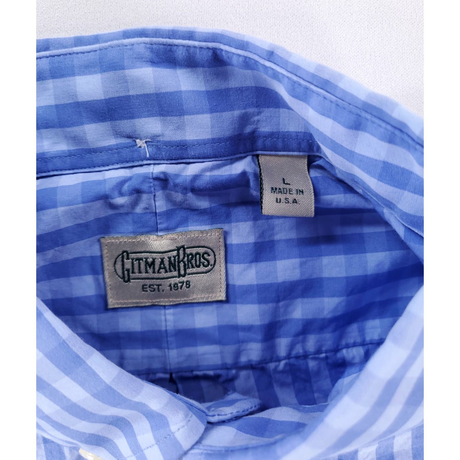 Vintage Gitman Bros. Button Down Shirt Blue White Check Long Sleeve Mens L Size US L / EU 52-54 / 3 - 2 Thumbnail