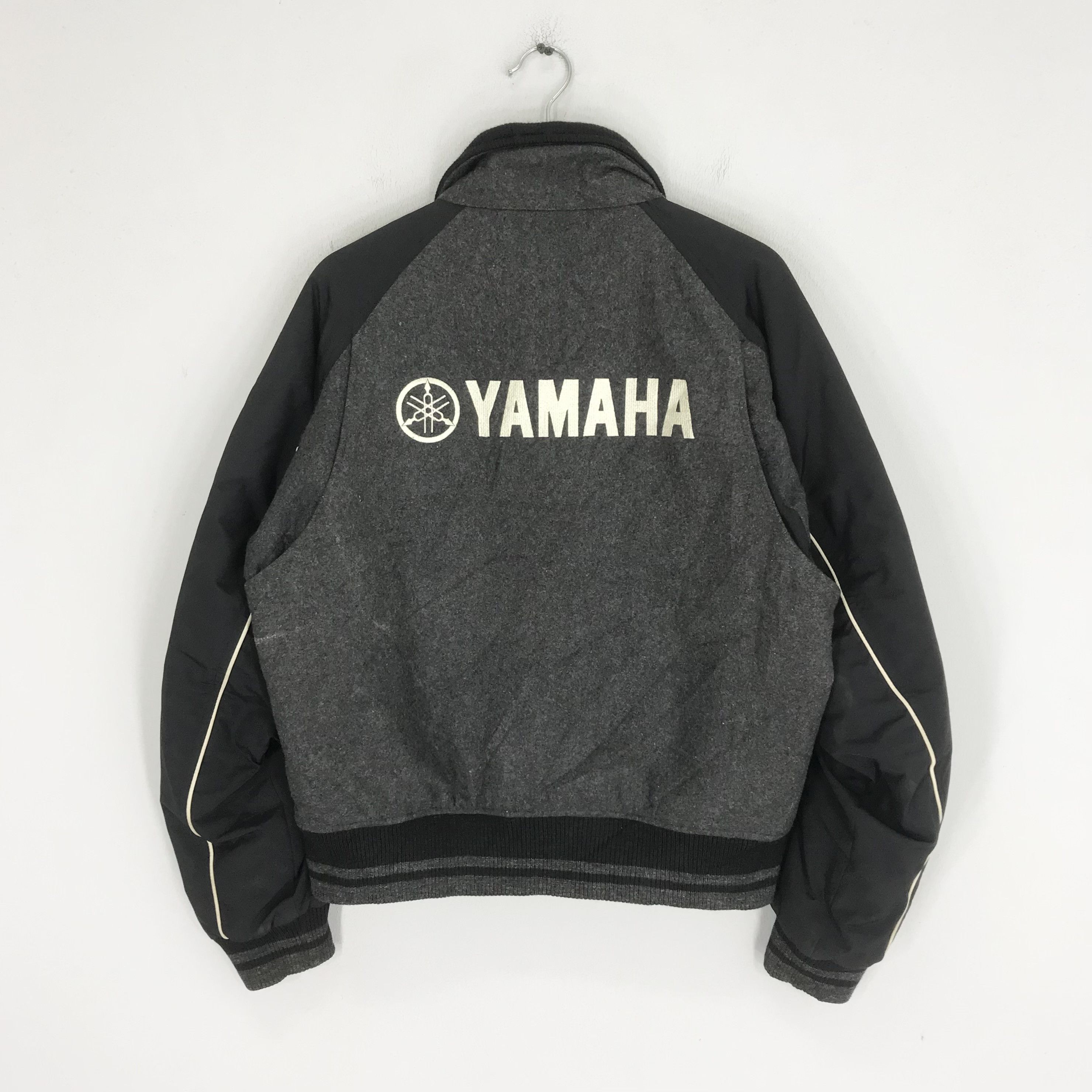 Vintage Vintage 90's Yamaha Motorsport Bomber Jacket Wool Black Size US L / EU 52-54 / 3 - 2 Thumbnail