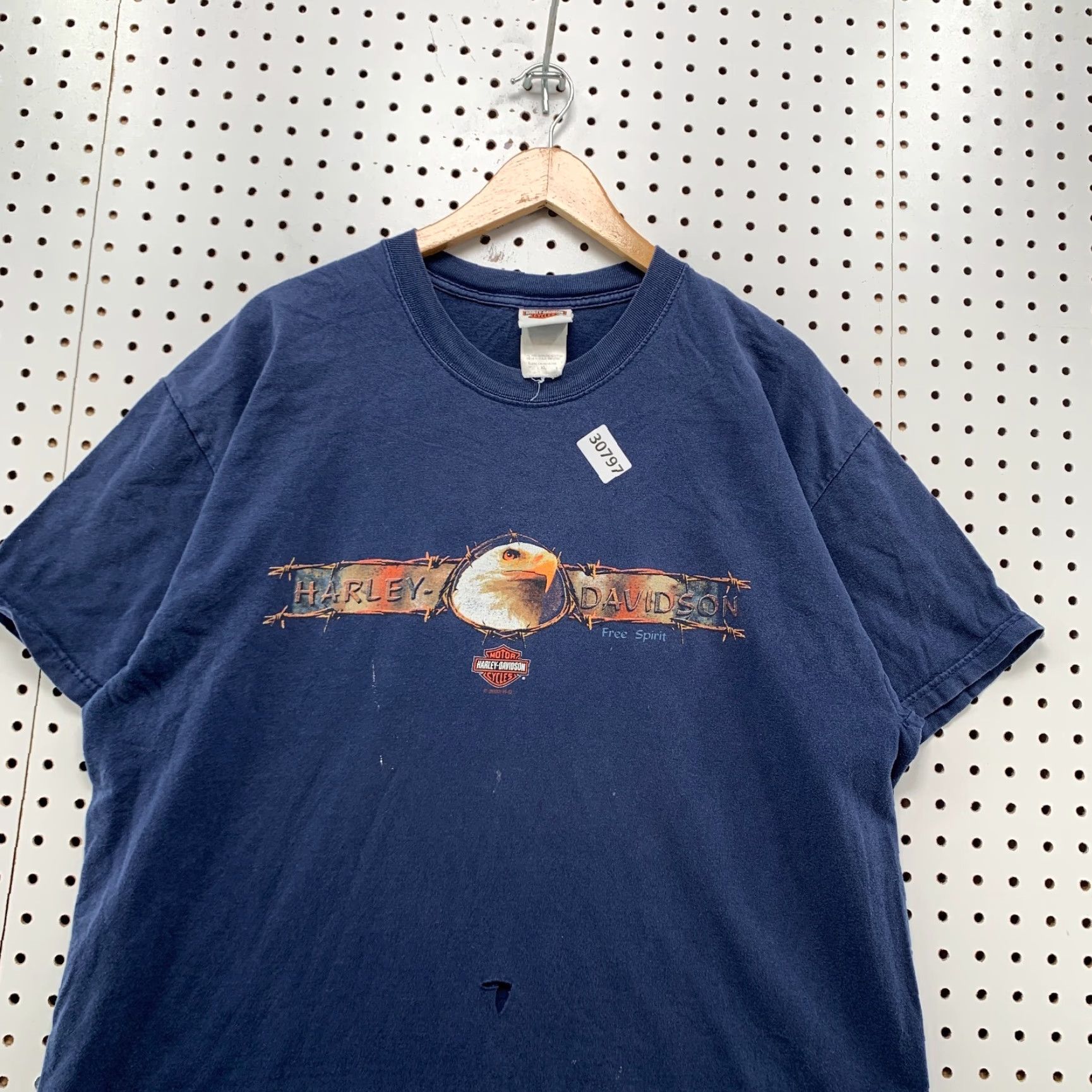 Harley Davidson Harley-Davidson Motorcycle Eagle Shirt Mens XL Blue Distressed Flame 23.5X30 Size US XL / EU 56 / 4 - 2 Thumbnail