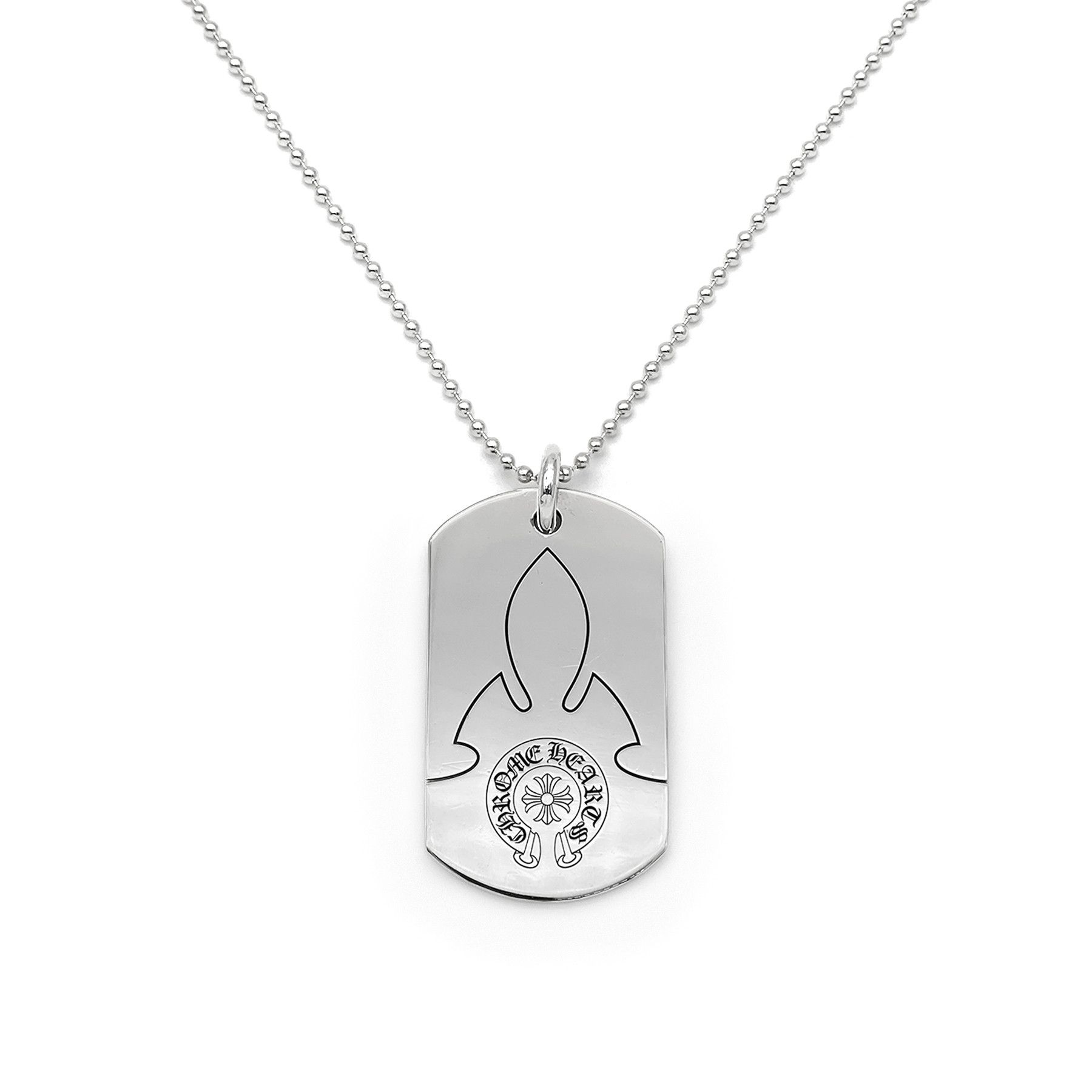 Chrome Hearts Chrome Hearts Silver Fleur Large Dog Tag Necklace Size ONE SIZE - 2 Thumbnail