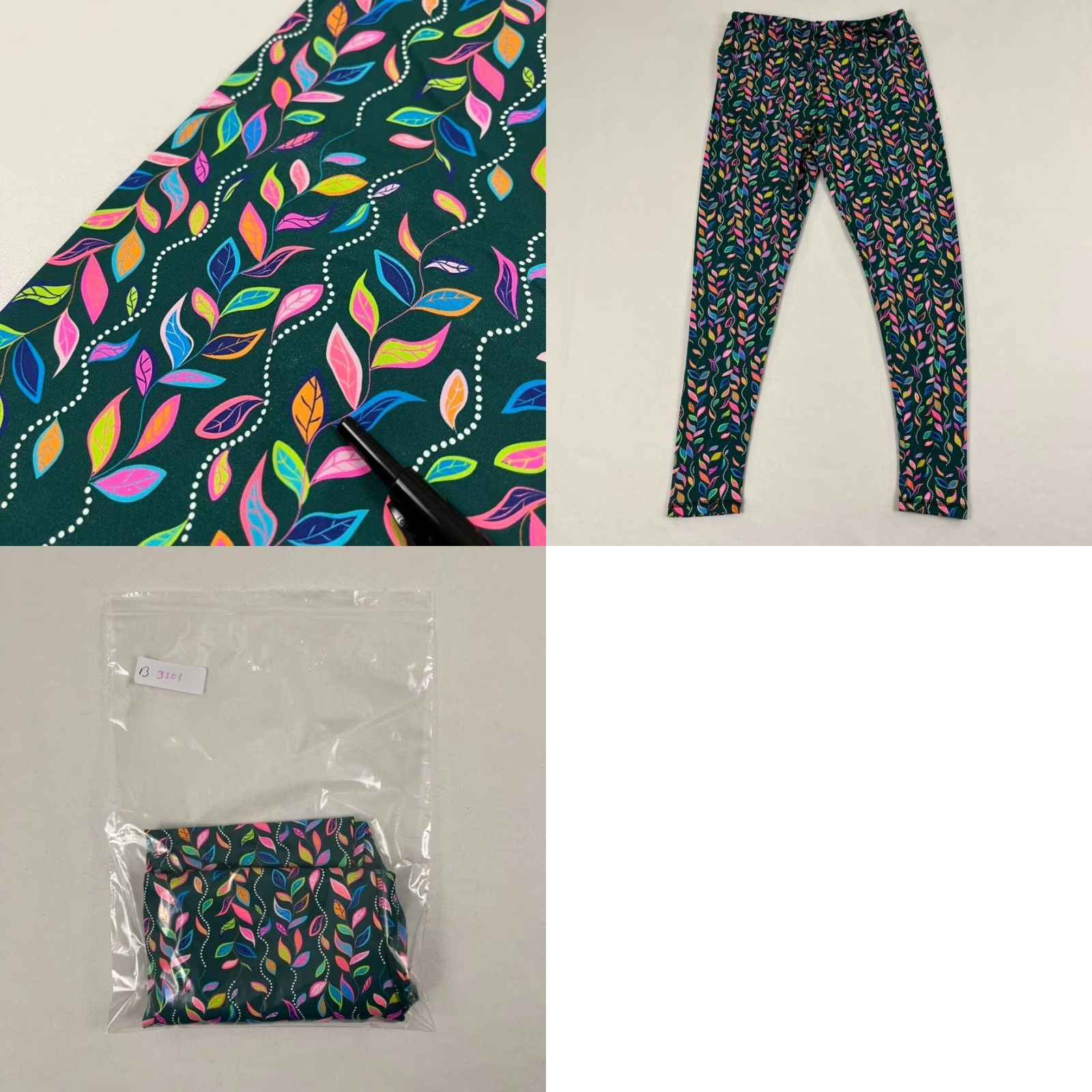Vintage Lulu B Leggings Women Large Green Floral Active Fitness Stretch Walk Womens Size 36" / US 14 / IT 50 - 8 Thumbnail