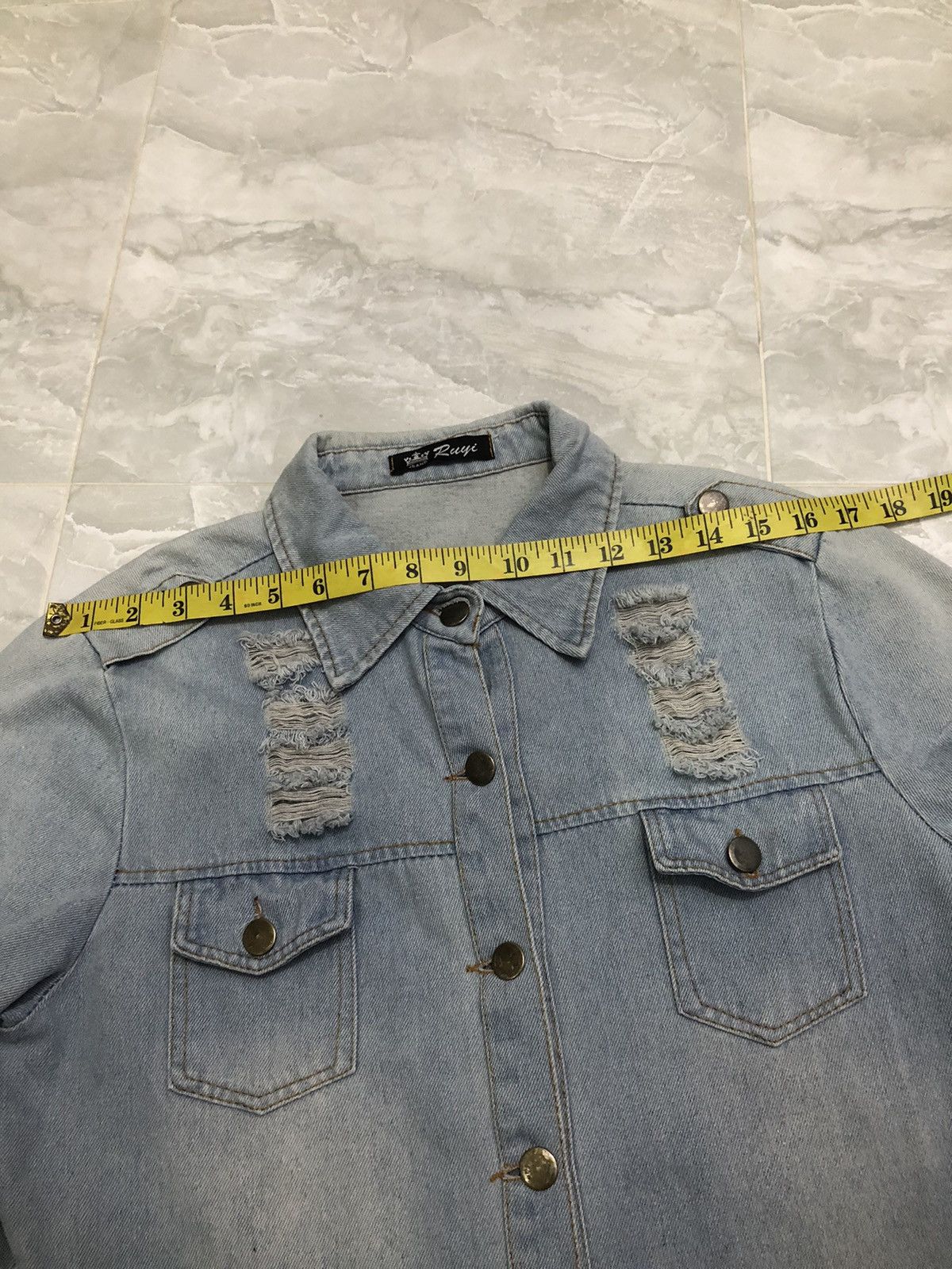 Japanese Brand Ruyi Distressed Denim Long Jacket Y2K Grunge Size M / US 6-8 / IT 42-44 - 15 Thumbnail