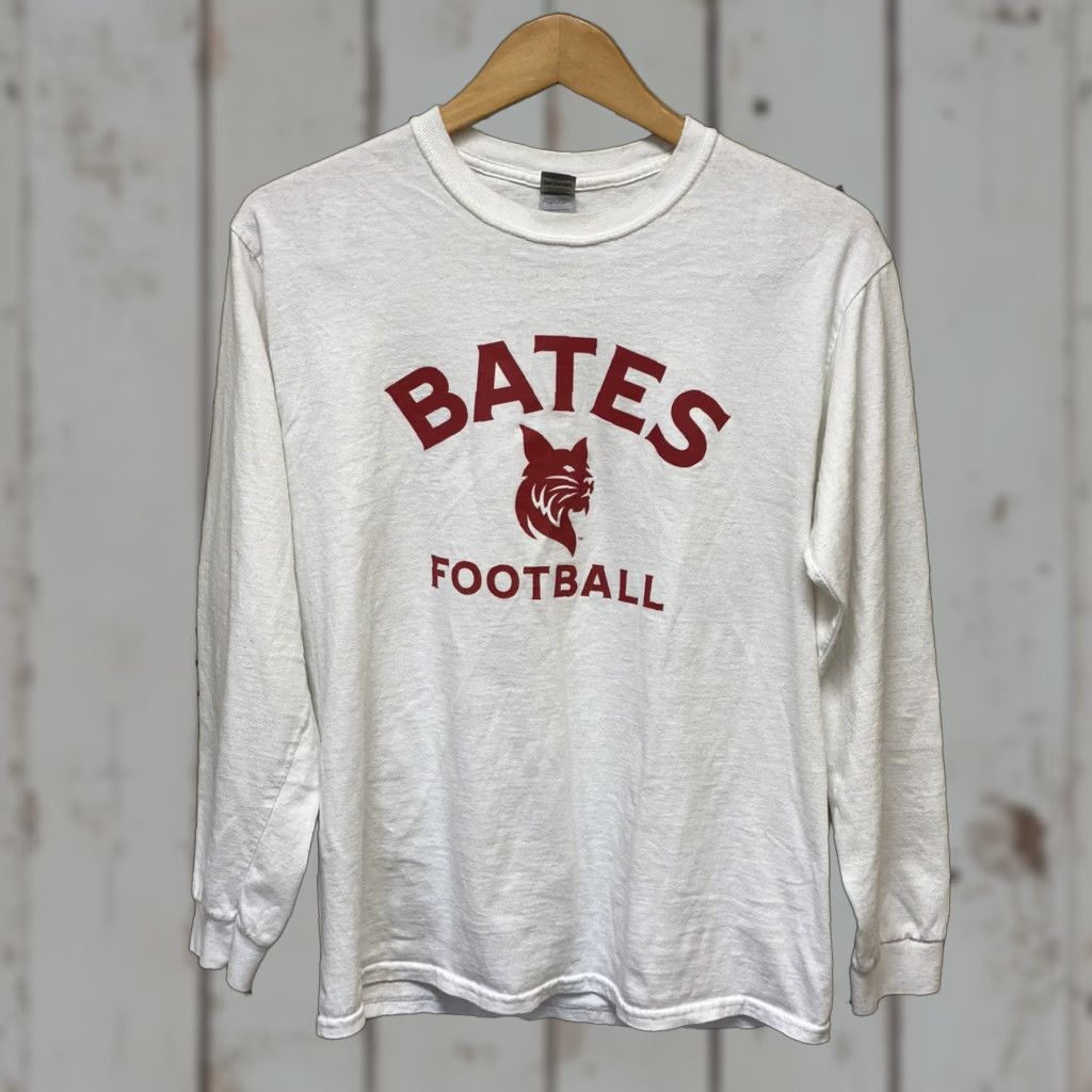Gildan Gildan Mens Bates Football Long Sleeve T-Shirt College White M Medium Regular Crew Neck Shirt Mens Size US M / EU 48-50 / 2 - 1 Thumbnail