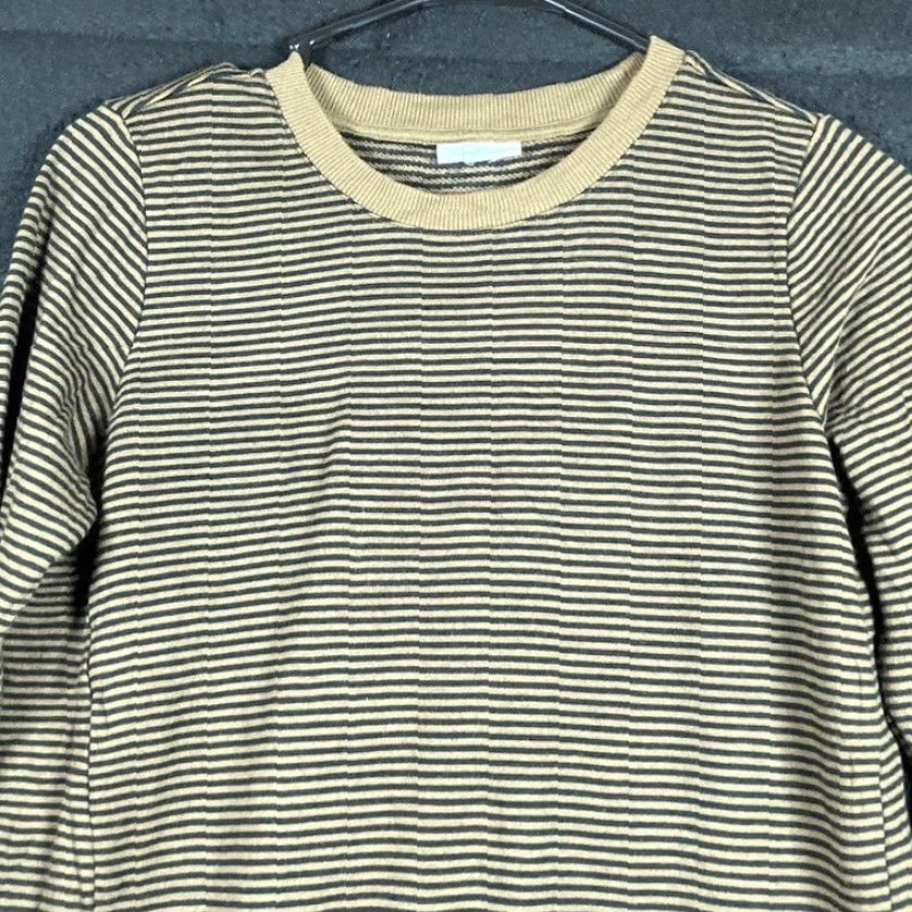 Olive J Jill Women Sweater Dress Olive Striped Long Sleeve Tunic Pocket Modal XS Size XS / US 0-2 / IT 36-38 - 2 Thumbnail
