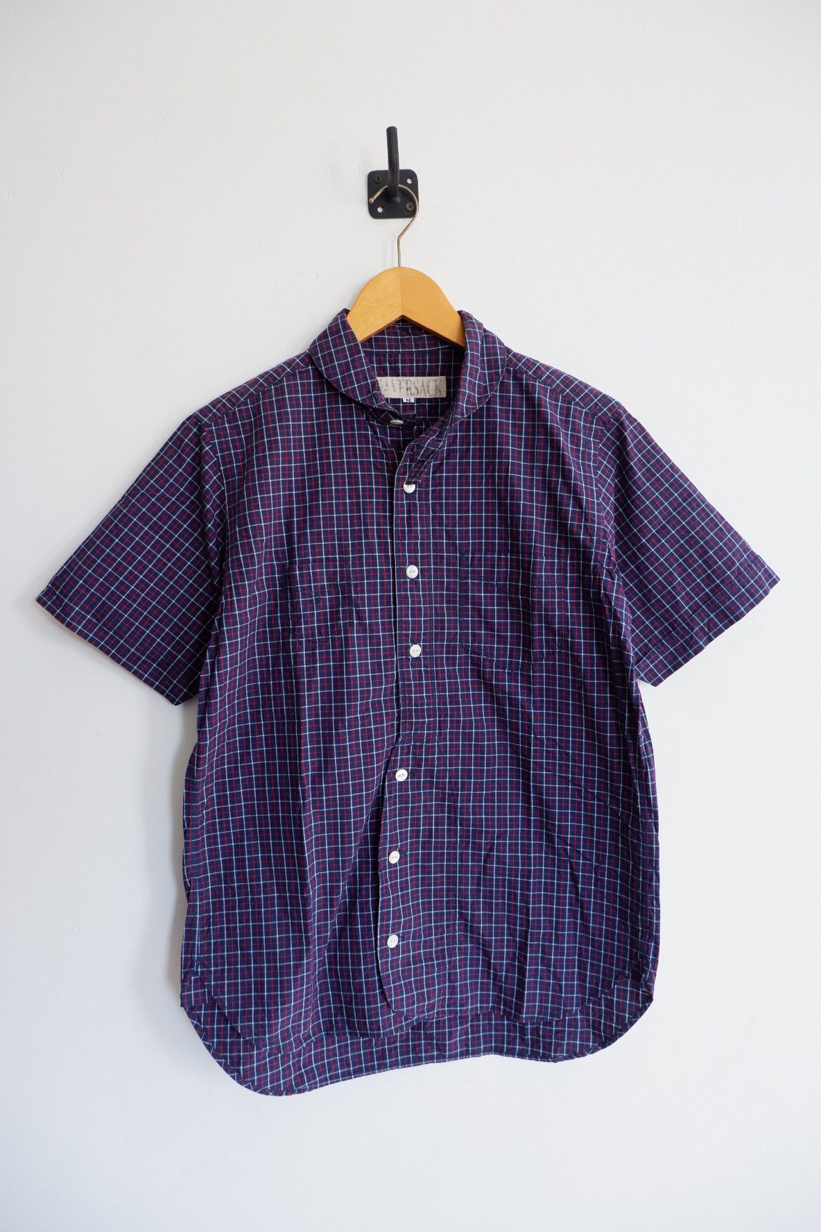 image of Haversack Shawl Collar Shirt in Plaid, Men's (Size Medium)