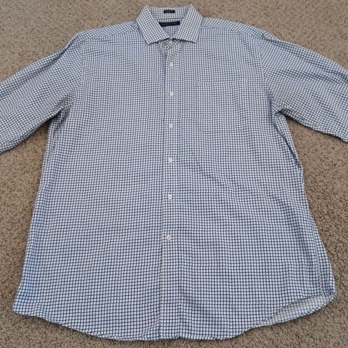 Tommy Hilfiger Tommy Hilfiger Shirt Mens Large Blue Check Long Sleeve Button-Up Cotton Size US L / EU 52-54 / 3 - 4 Thumbnail