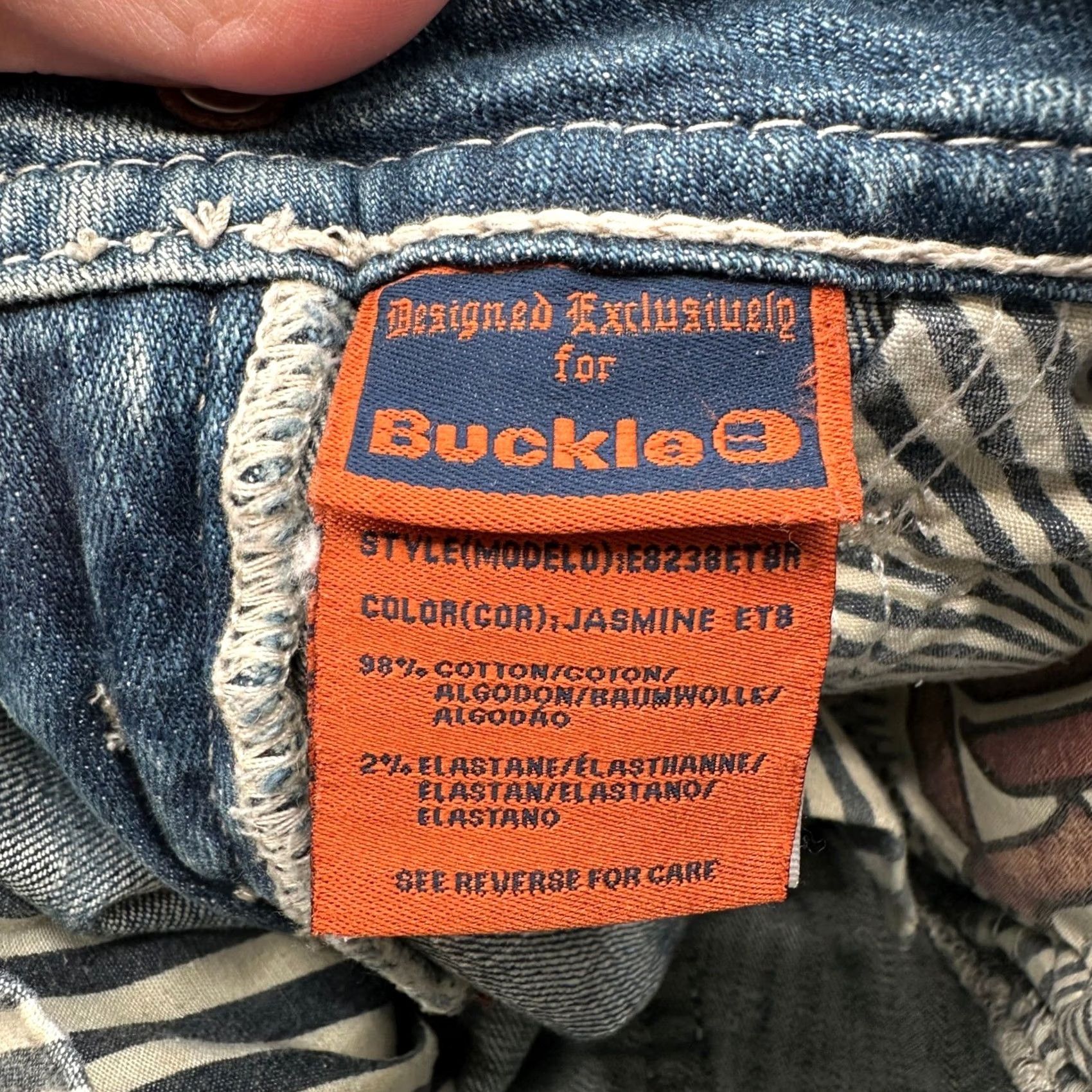 Vintage Rock Revival Jasmine Easy Straight Jeans Size 24 Medium Wash Buckle Bling Y2K Womens jeans Size 42" / US 20 - 4 Thumbnail