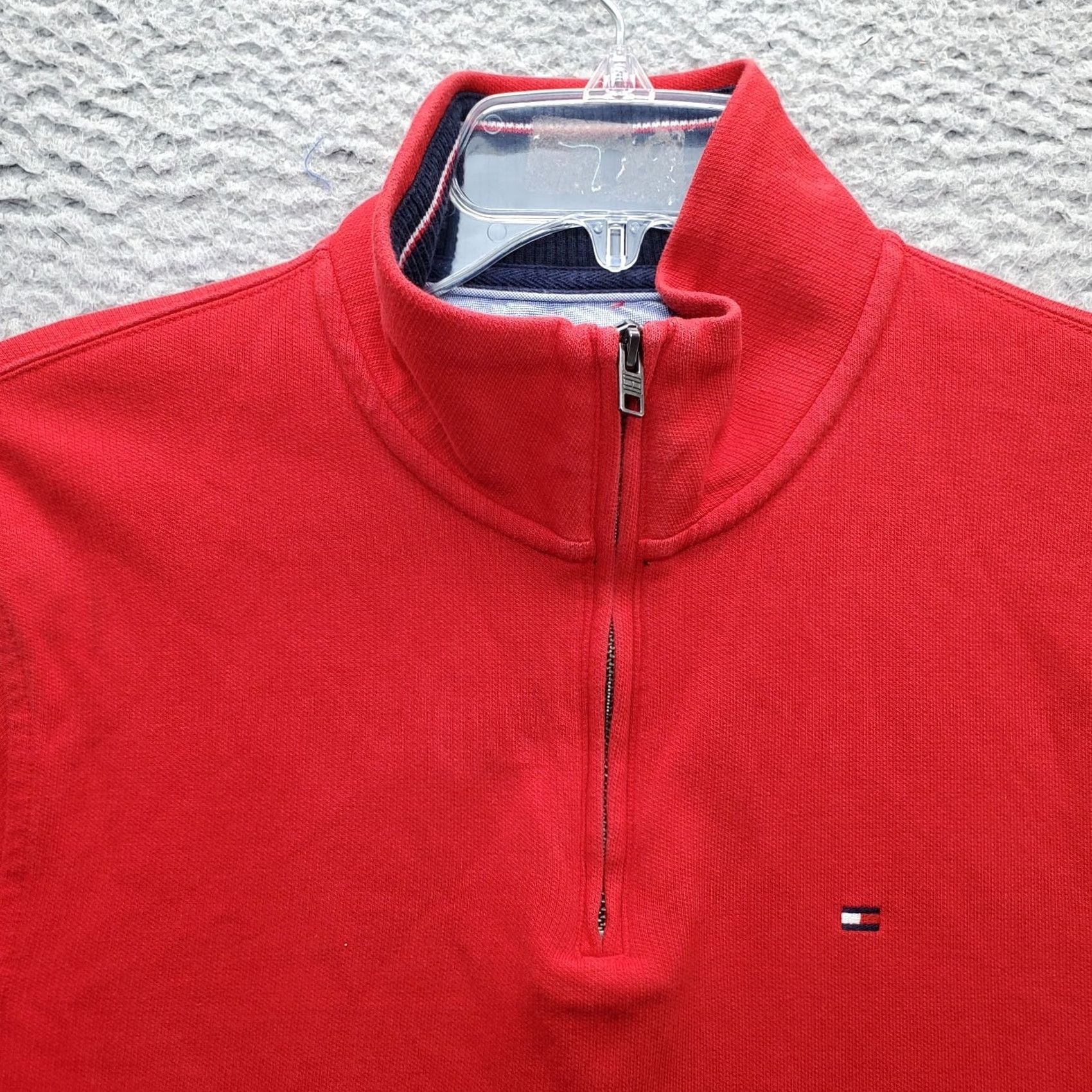 Tommy Hilfiger Tommy Hilfiger Mens Size M Red 1/4 Zip Sweatshirt Long Sleeve Cotton Pullover Size US M / EU 48-50 / 2 - 7 Thumbnail