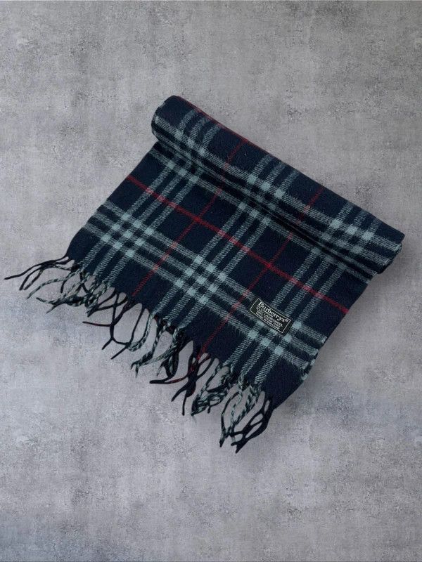 Burberry Vintage Burberry full pattern navy wool scarf Size ONE SIZE - 2 Thumbnail