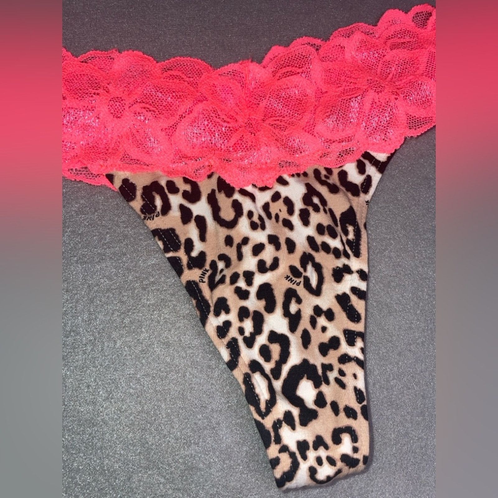 Victoria's Secret Victoria’s Secret’s Leopard Hot Neon Lace Thong NEW M Size ONE SIZE - 9 Thumbnail