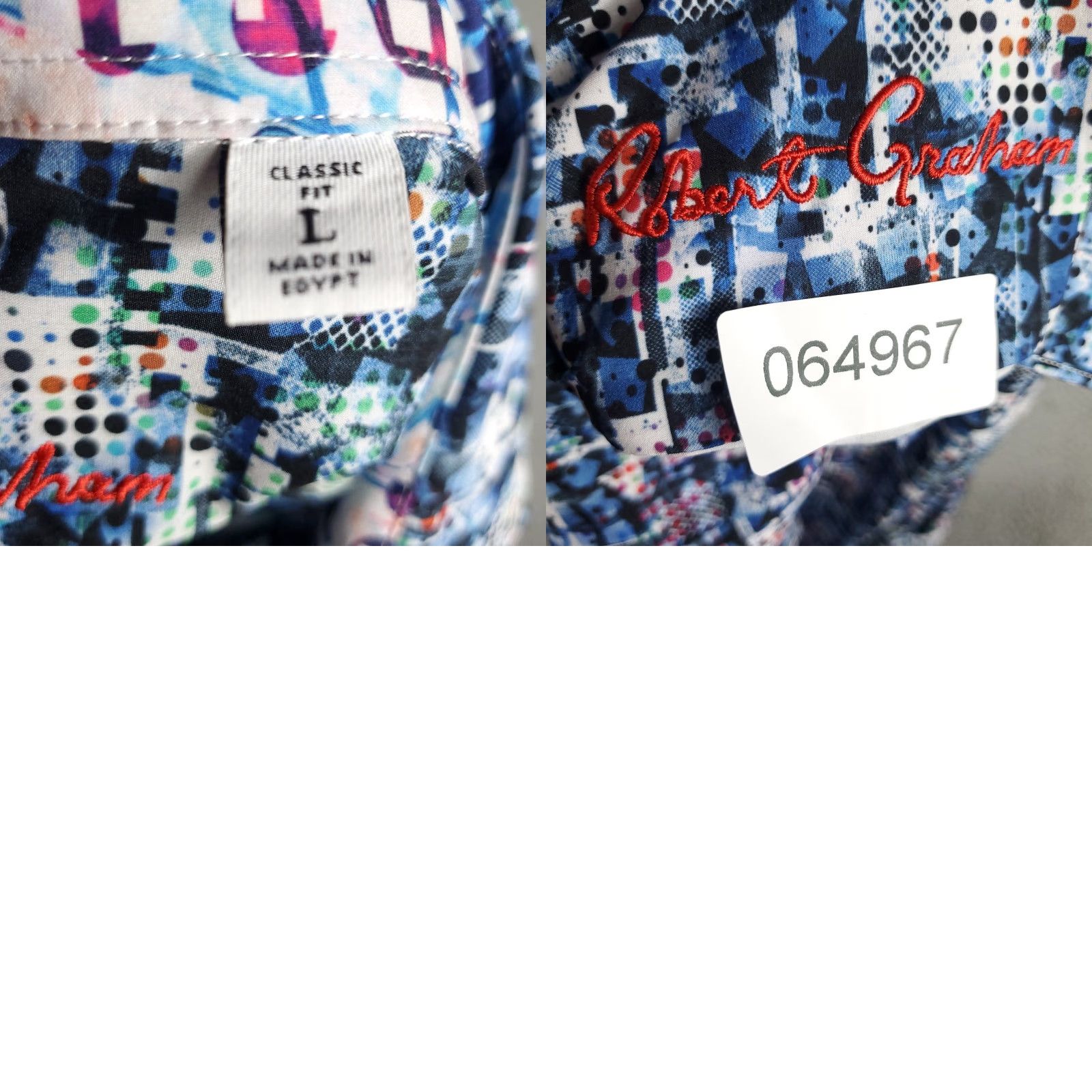 Robert Graham Robert Graham Shirt Mens Large Blue Abstract Stretch Polyester Button-Up Geometric Pattern Vintage: No Size US L / EU 52-54 / 3 - 8 Thumbnail