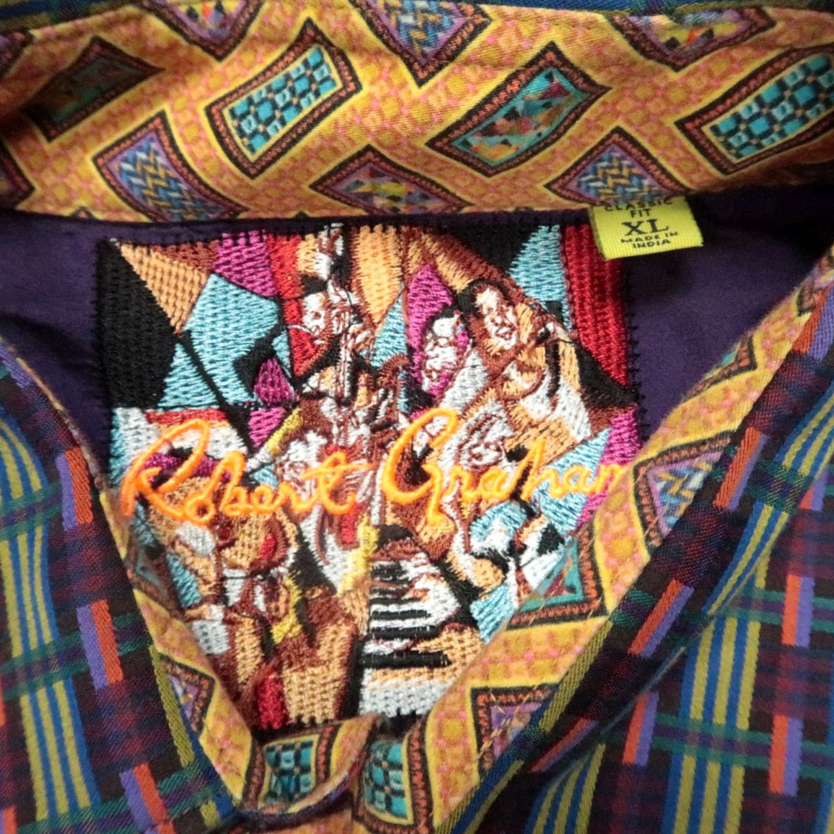 Robert Graham Robert Graham Shirt Mens XL Purple Abstract Geometric Flip Cuff Colorful Long Sleeve Button-Up Size US XL / EU 56 / 4 - 3 Thumbnail