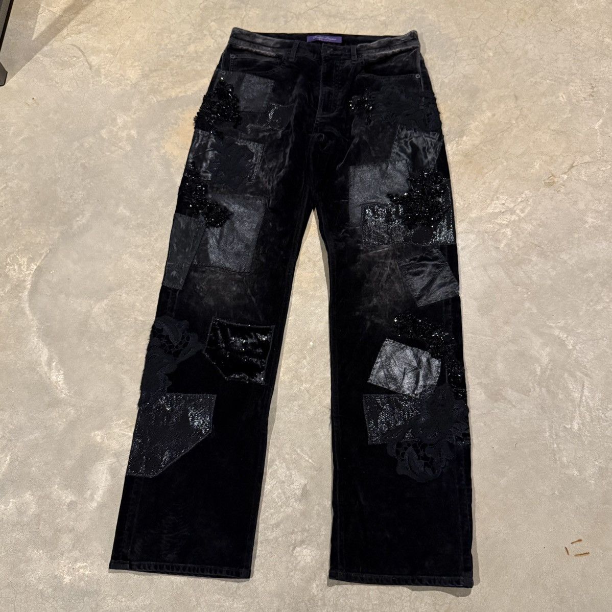 Ralph Lauren Purple Label Ralph Lauren Purple Label Velvet Leather Patchwork Jeans Size US 28 / EU 44 - 2 Thumbnail