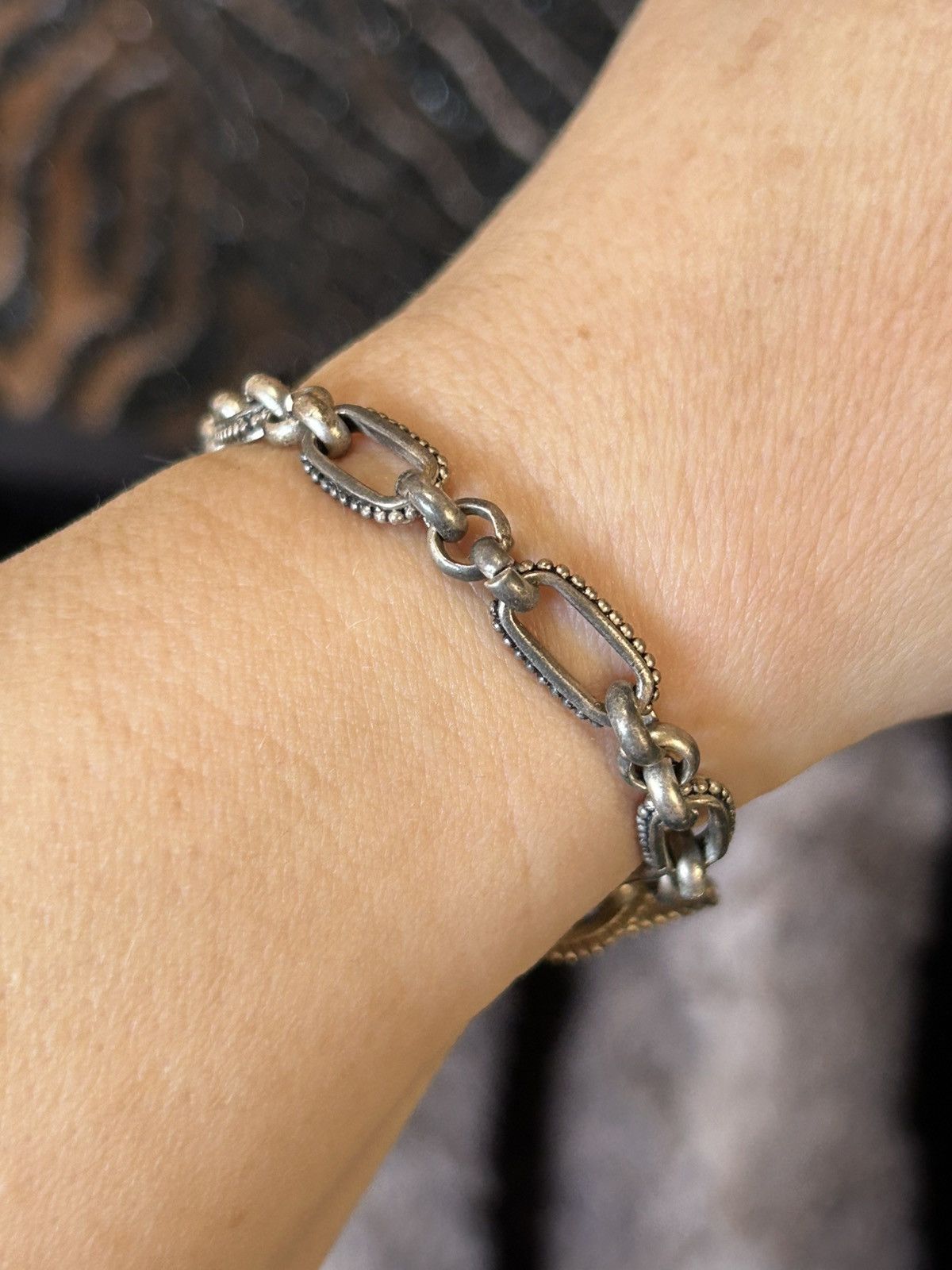 Jewelry Vintage antique silver tone paperclip link bracelet Size ONE SIZE - 2 Thumbnail