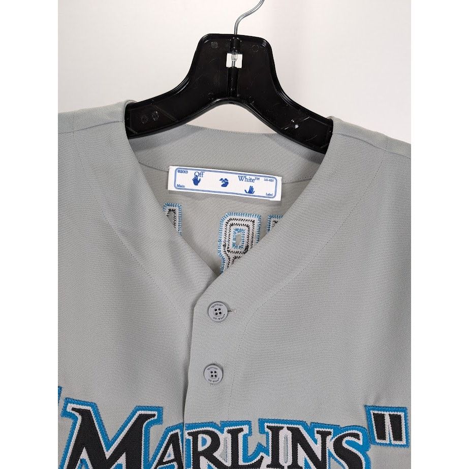 Off-White o1rshd1 MLB-Miami Marlin Cheese Shirt in Grey/Black/Blue Size US M / EU 48-50 / 2 - 3 Thumbnail