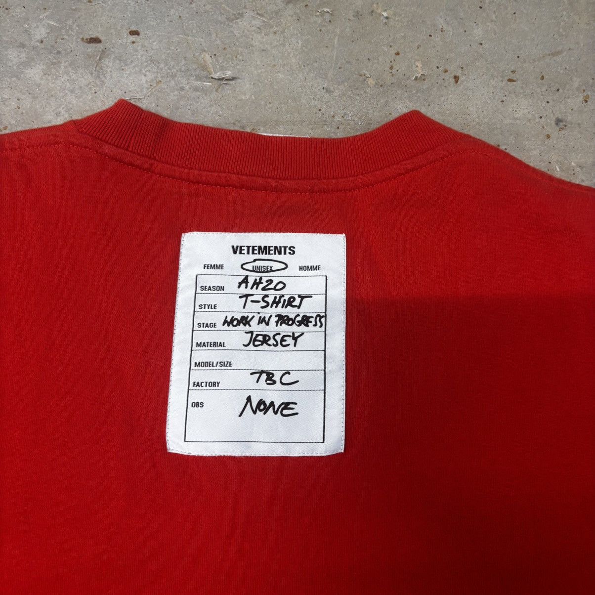 Vetements Vetements AW 20 work in progress red cotton t-shirt Size US XXL / EU 58 / 5 - 5 Thumbnail
