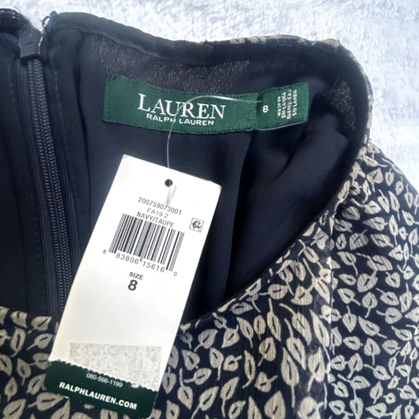 Ralph Lauren Lauren Ralph Lauren Womens Midi Dress Navy Floral Long Sleeve Size 8 Zipper Back Lined A-Line New Size M / US 6-8 / IT 42-44 - 3 Thumbnail