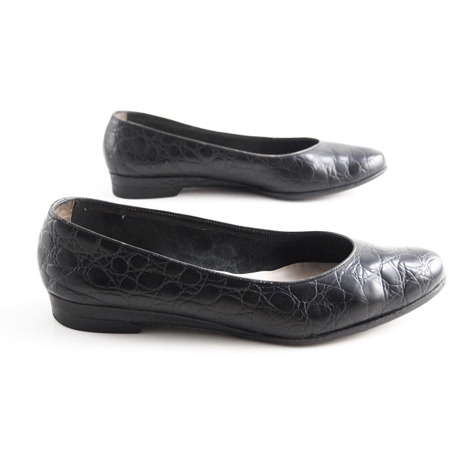 Salvatore Ferragamo Ferragamo Crocodile Flats Black Alligator EU 36 US 6 C Size US 6 / IT 36 - 6 Thumbnail