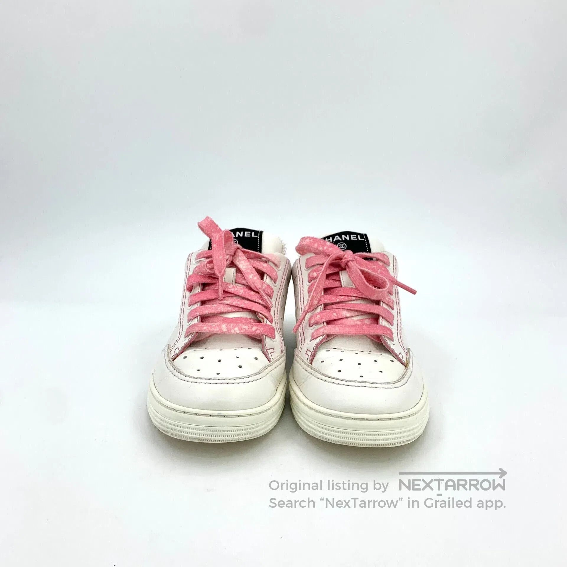 Chanel Chanel White Lace-Up Suede Sneakers. Size US 8 / EU 41 - 3 Thumbnail