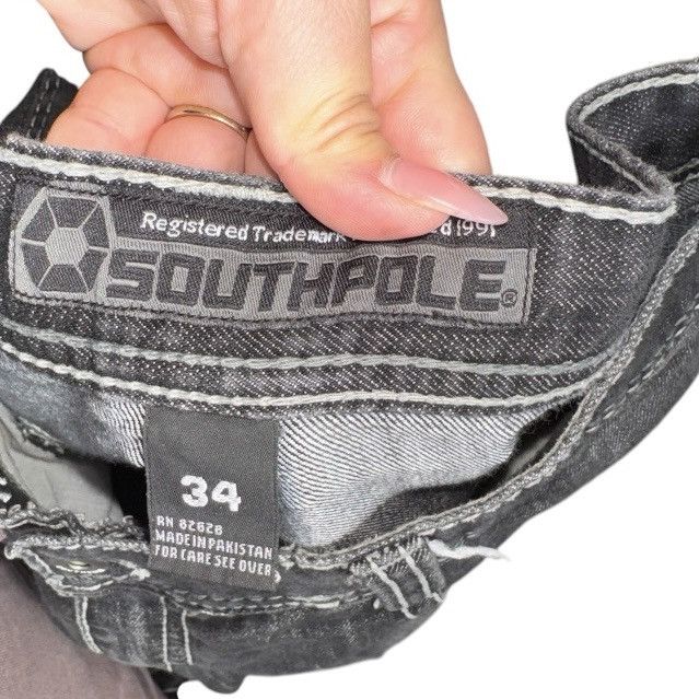 Southpole × Vintage Vtg Southpole Jeans Mens Sz 34x30 Black Faded Baggy Wide Leg Size US 34 / EU 50 - 5 Thumbnail