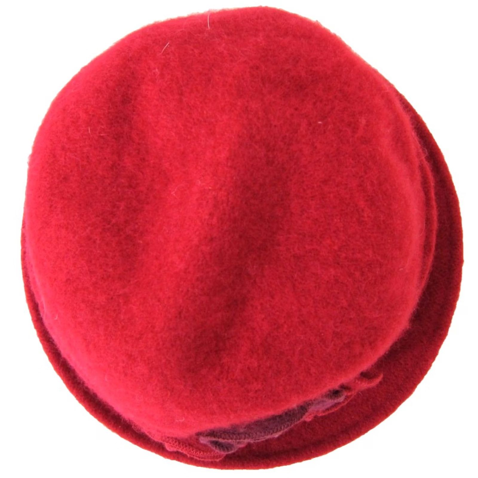 Vintage Shihreen 100% Wool Red Boiled Wool Floral Bucket Cloche Hat One Size Size ONE SIZE - 3 Thumbnail