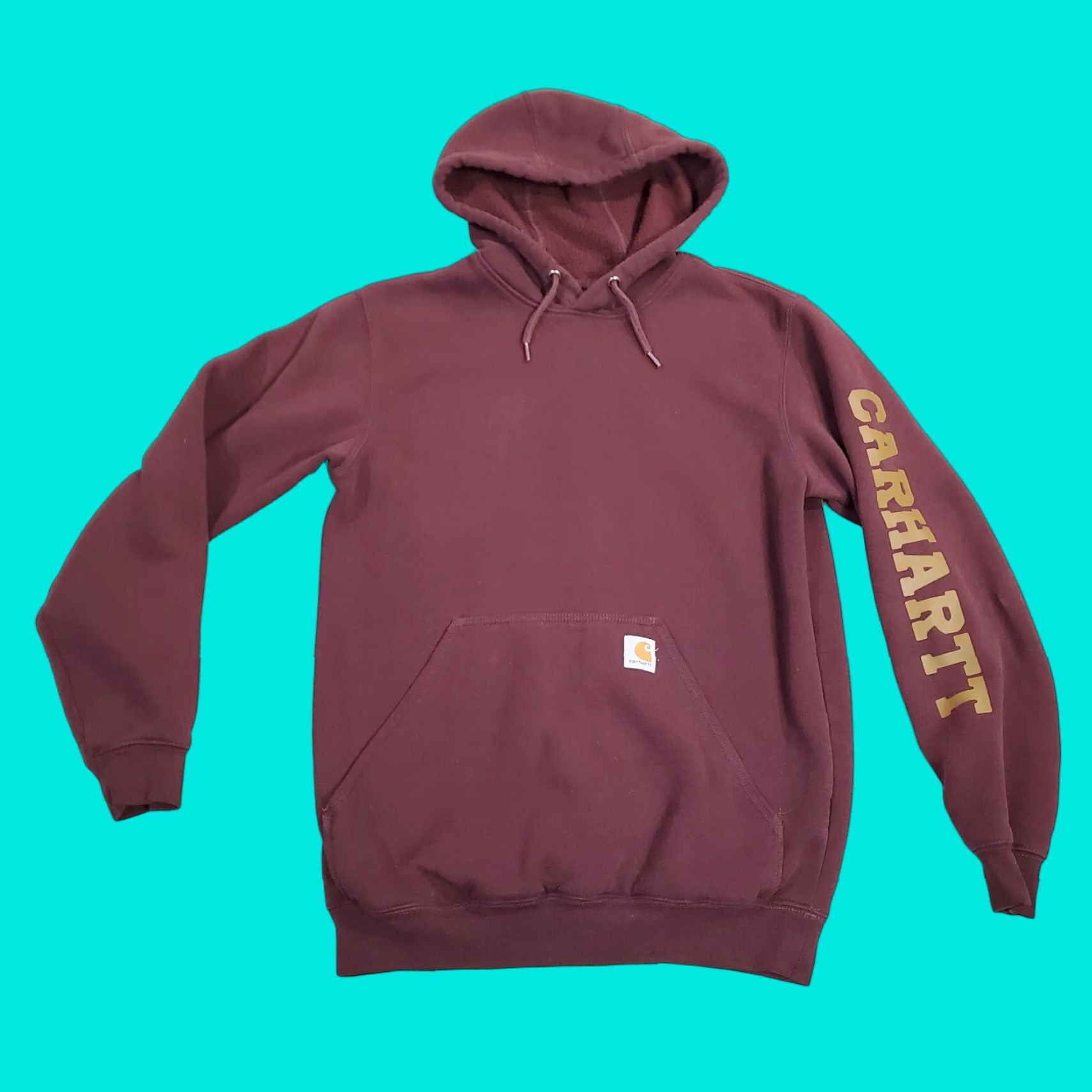 Carhartt VINTAGE Carhartt Hoodie Mens Small Maroon Red Sweatshirt Pullover Loose Fit 105496 PRT Size US S / EU 44-46 / 1 - 1 Thumbnail