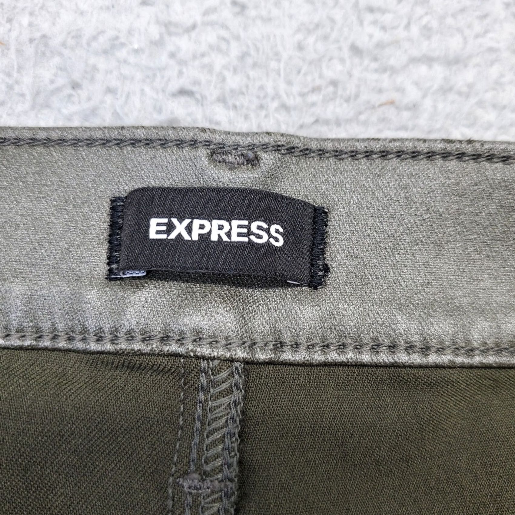 Express Express Womens 12 Green Flat Front Stretch High Rise Straight Leg Pants Size 34" / US 12 / IT 48 - 6 Thumbnail