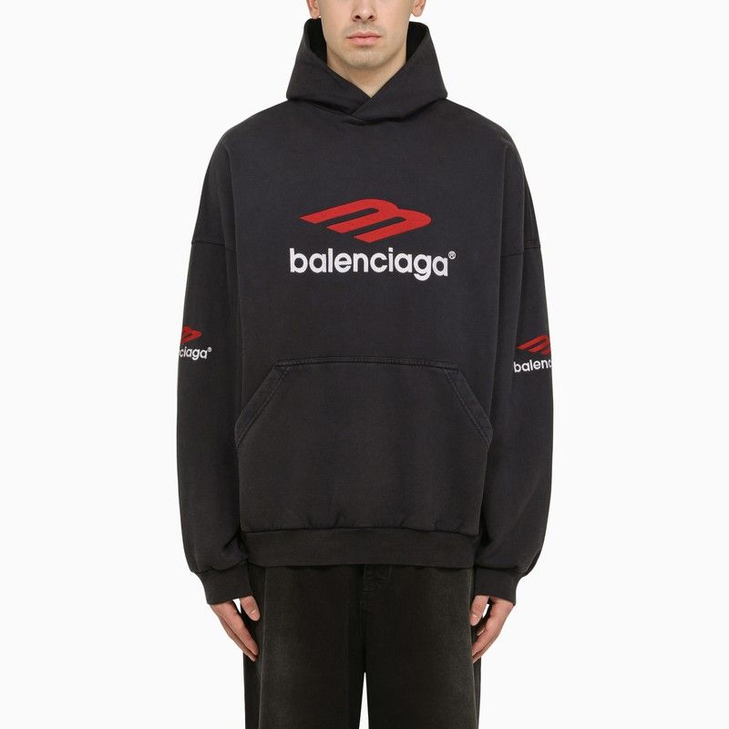 image of Balenciaga Icon 3B Sport Hoodie Black/red Size 3, Men's