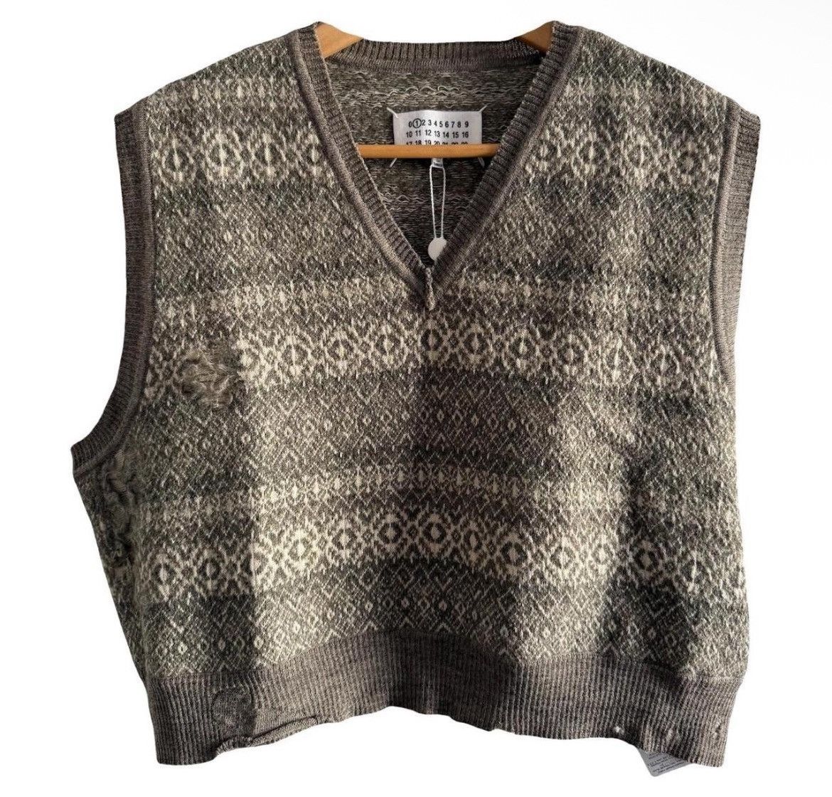 maison margiela fair isle wool knit vest