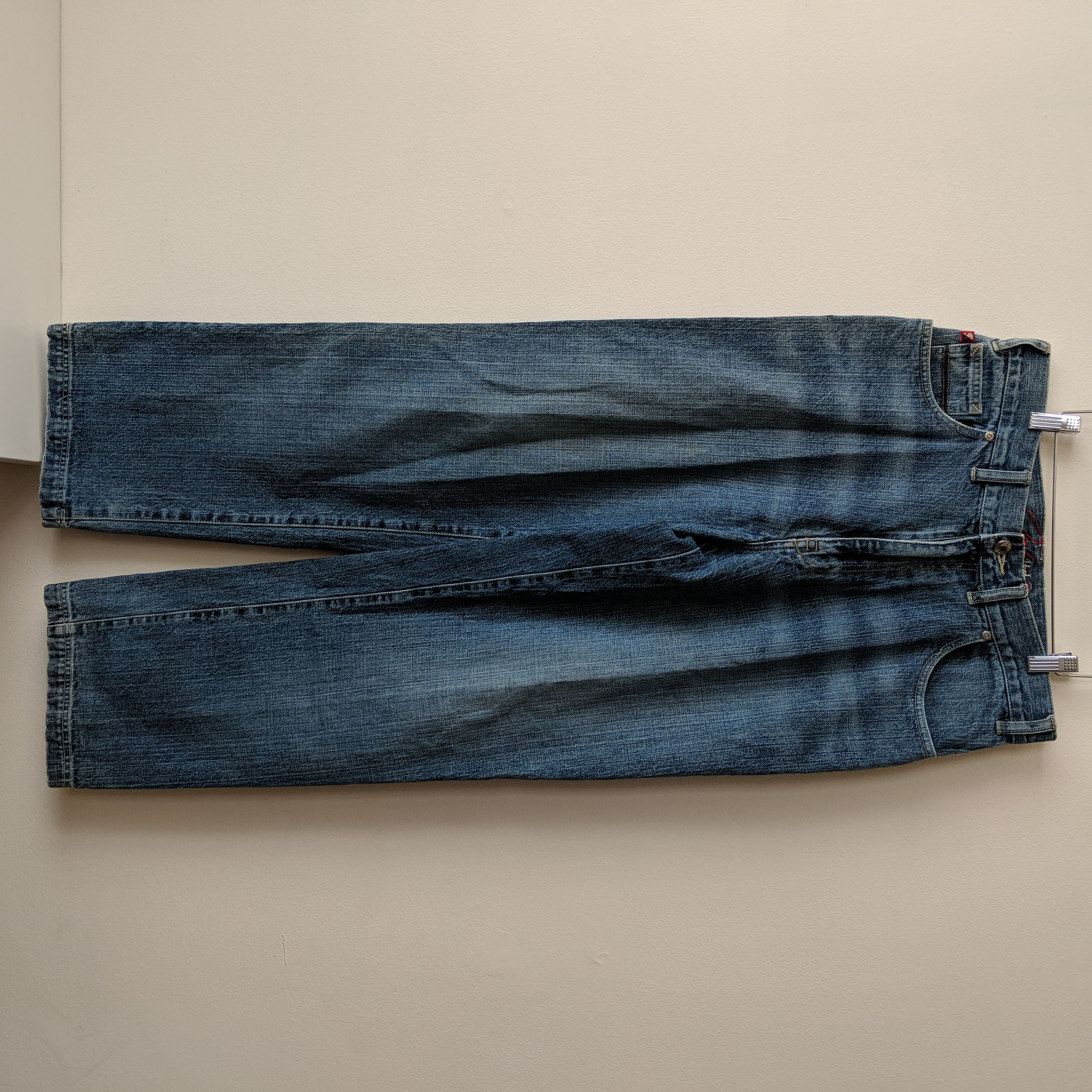 image of Jnco x Shady Ltd Vintage Y2K Baggy Shady Ltd Wide Leg Denim Skater Jeans in Blue, Men's (Size 31)